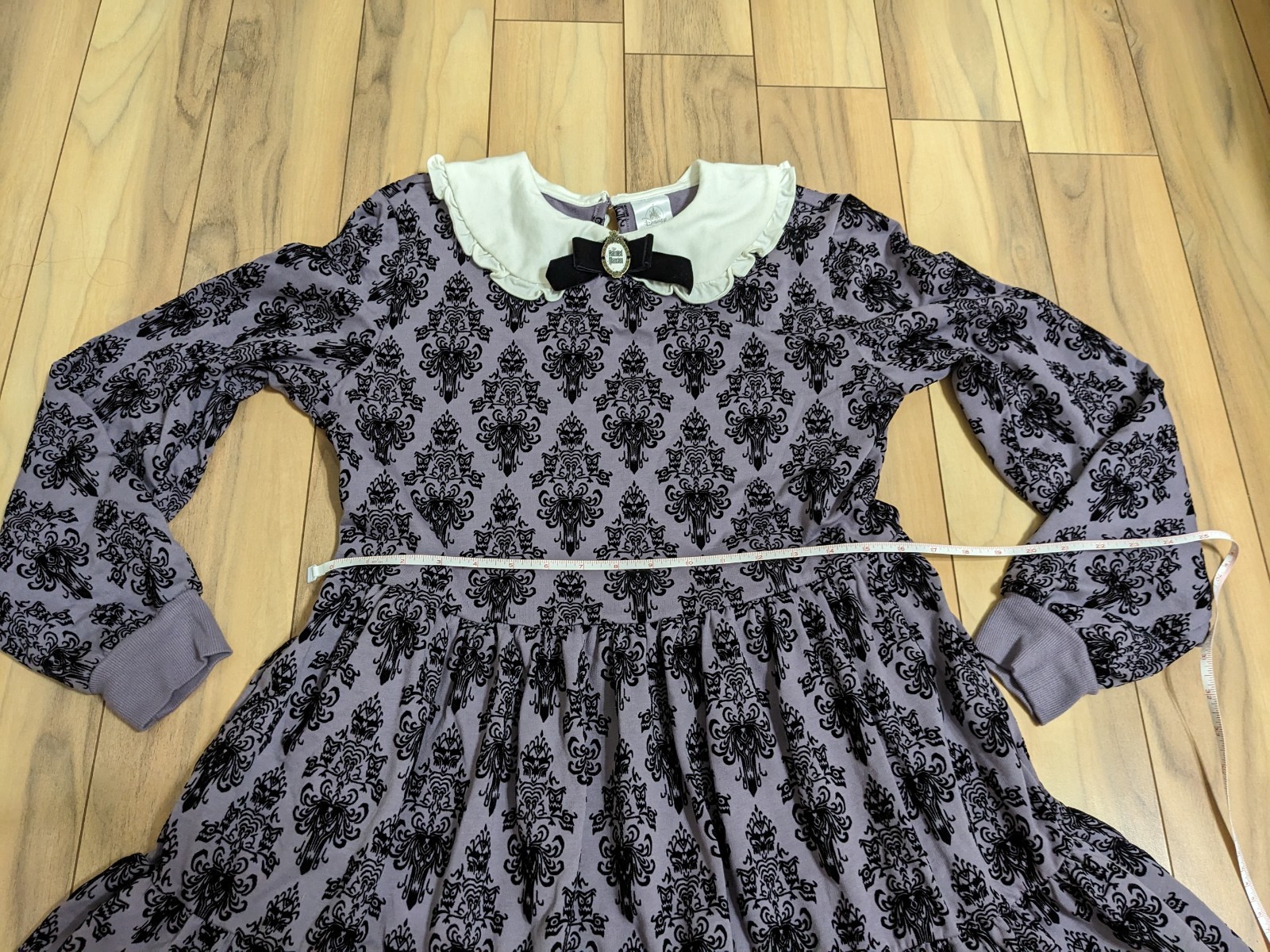 EUC! Disney Parks The Haunted Mansion Wallpaper Long Sleeve Collar Dress Size S