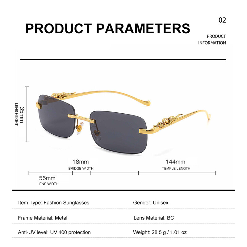 Rimless Rectangle Sunglasses Classic Frameless Eyewear Retro Candy Color Glasses