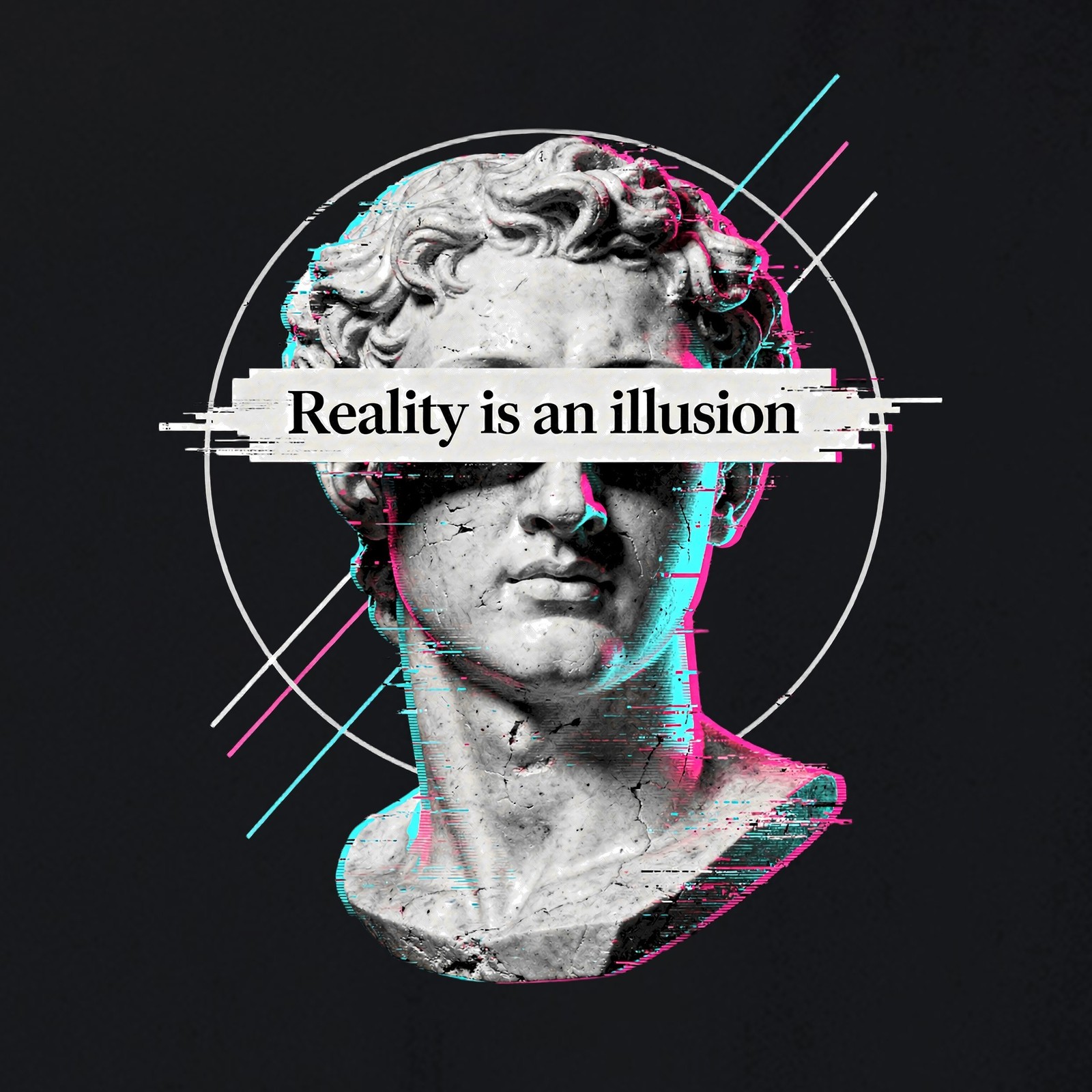 Reality is an illusion David Statue Glitch Art Unisex Sweatshirt Jumper