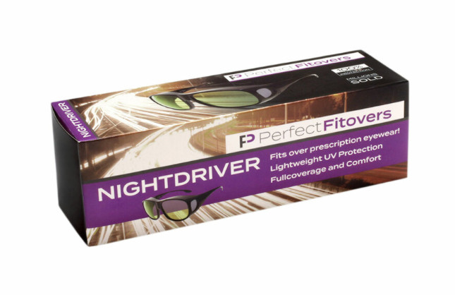 Black Polycarbonate UV400 Night Driver Fitover Glasses Men Cardboard Counter Dis
