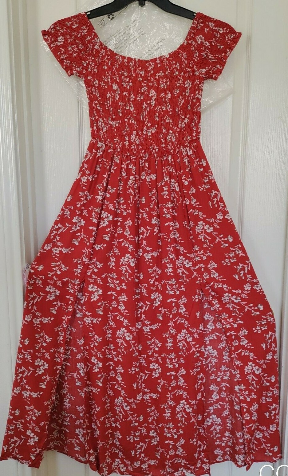 NEW WOMAN KRANDA GATHERED FRONT DRESS SIZE M SLIT FIT ~FLARE Floral 100% Rayon