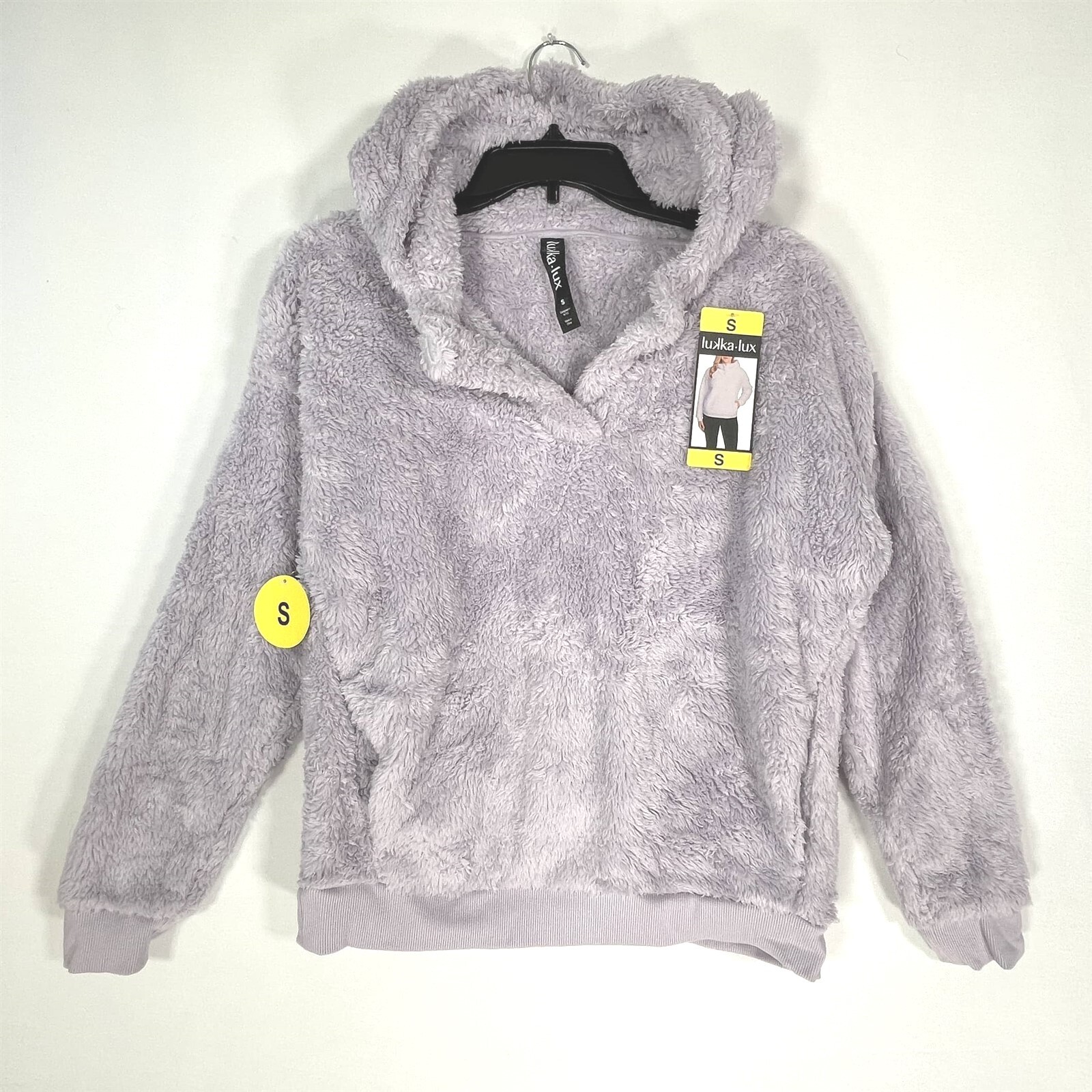 Lukka Lux Hooded Sweatshirt Womens Small Purple Plush Soft Faux Fur