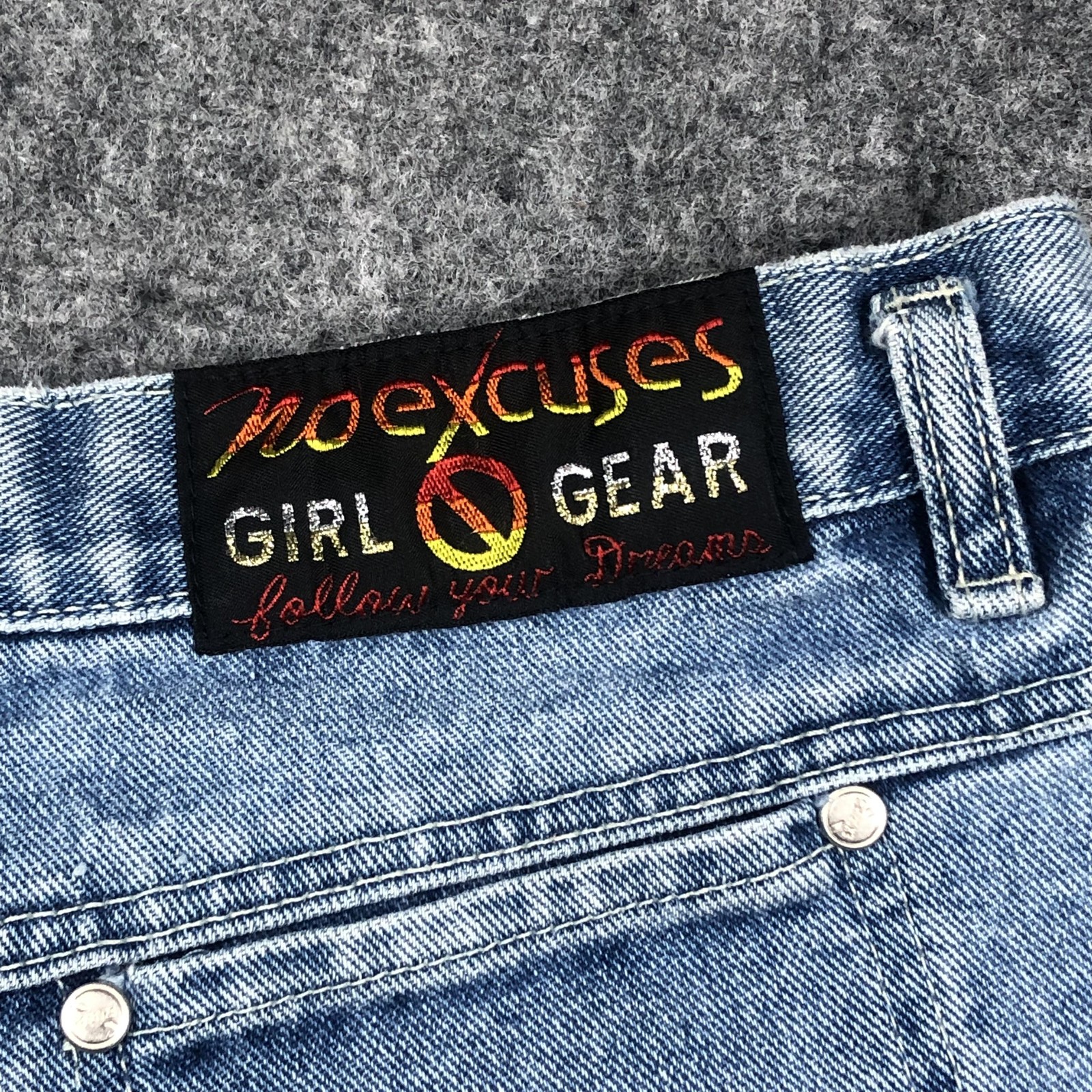 Vintage No Excuses Flare Jeans Juniors 11/12 Blue Light Wash High Rise Denim Y2K