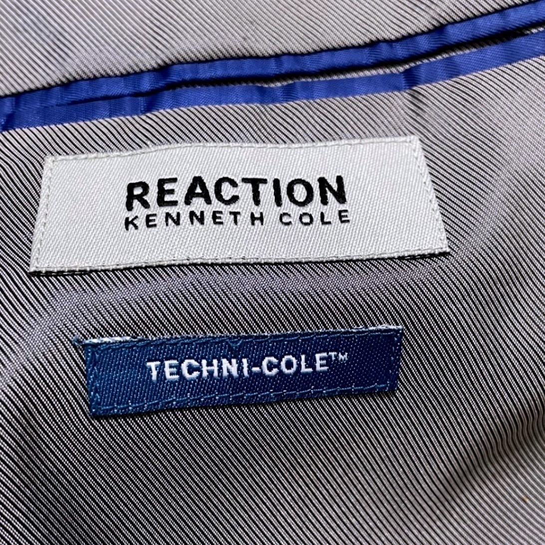 REACTION KENNETH COLE 44R Techni-Cole Gray Plaid Jacket Blazer Sport Coat