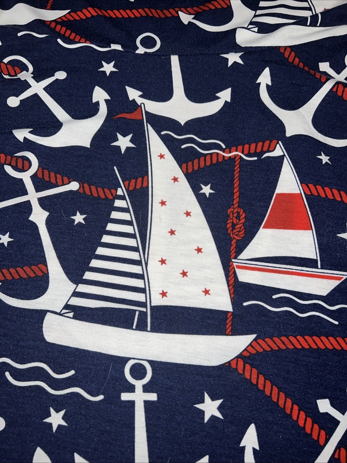 XL 18/20 16 LuLaRoe Nicki Dress Pockets Sleeveless Red/white/blue Anchor Sails