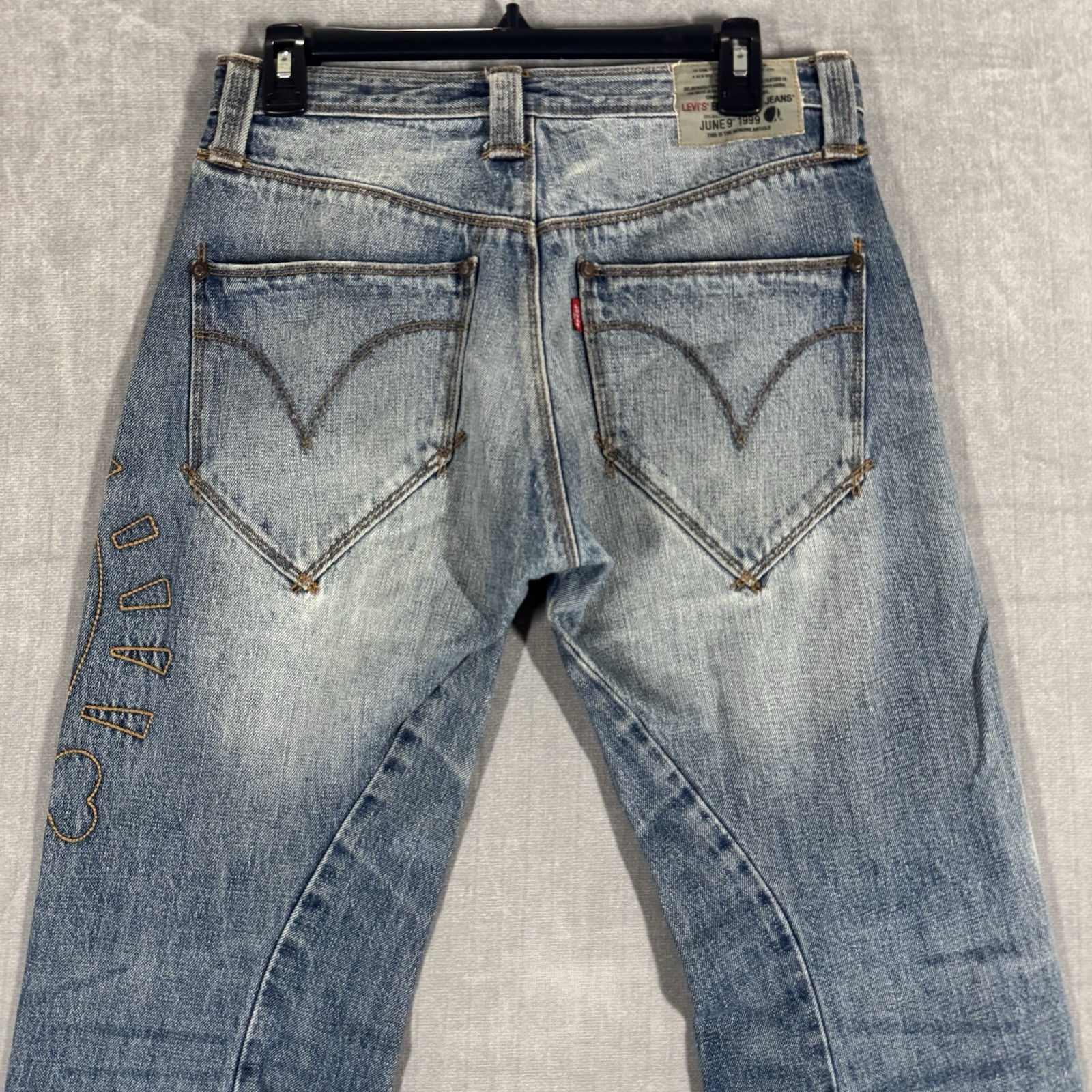 RARE Levi’s Engineered Jeans Twisted Denim Vintage 1999 Mens 30×33 Indigo Skull