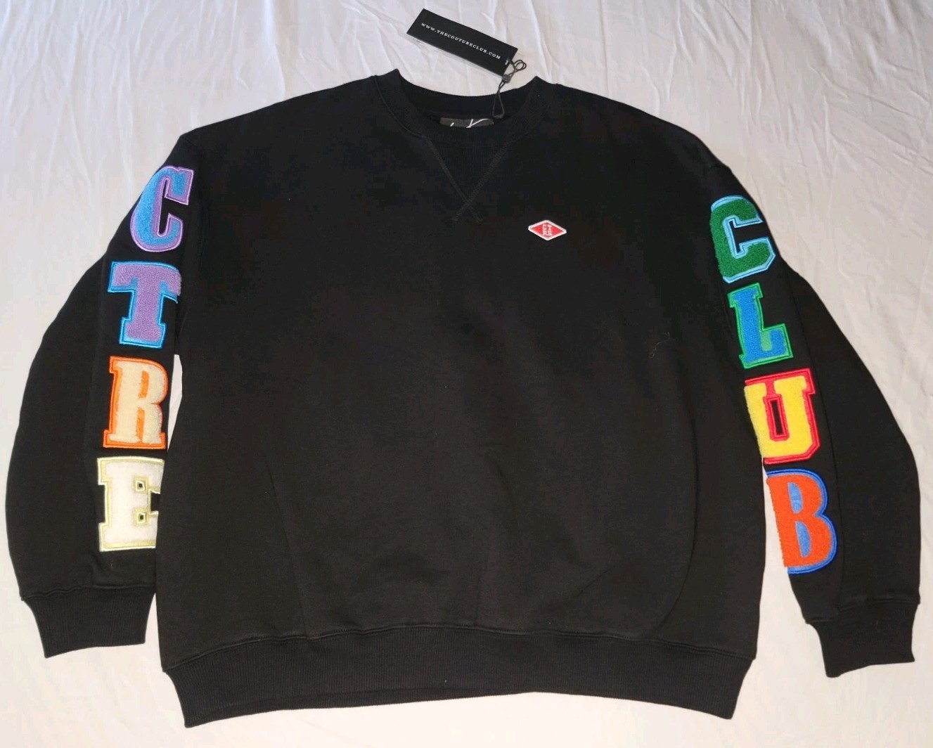 THE COUTURE CLUB MULTIBADGED CHENILLE SWEATSHIRT WOMENS SZ UK6/US2
