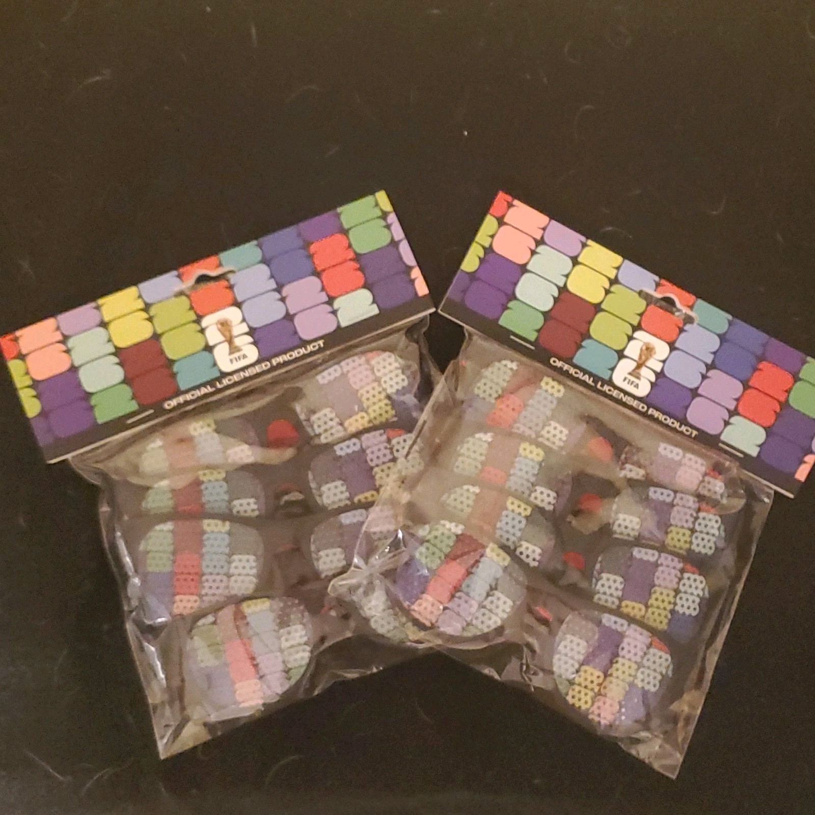 FIFA Multicolor Geometric Hair Ties 2-Pack Elastic Fabric Stretch One Size