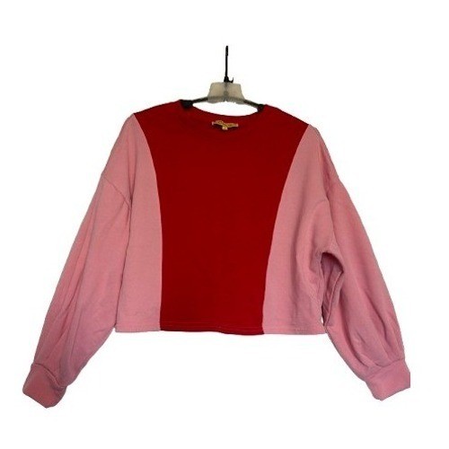 Circus NY by Sam Edelman Pink Red Colorblock Cropped Sweatshirt Womens Small