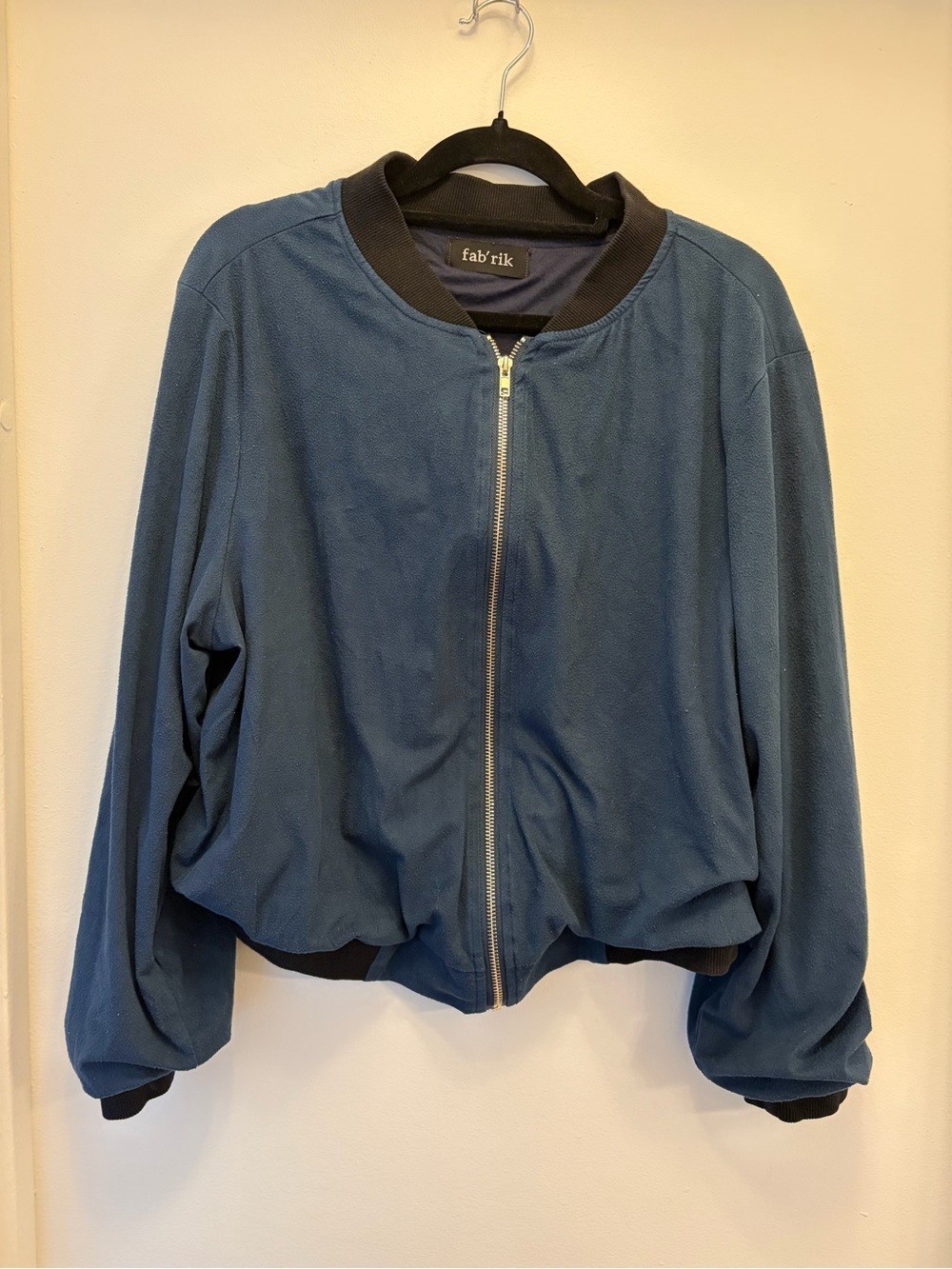 fab’rik Slate Blue Bomber Jacket with Black Trim Size L