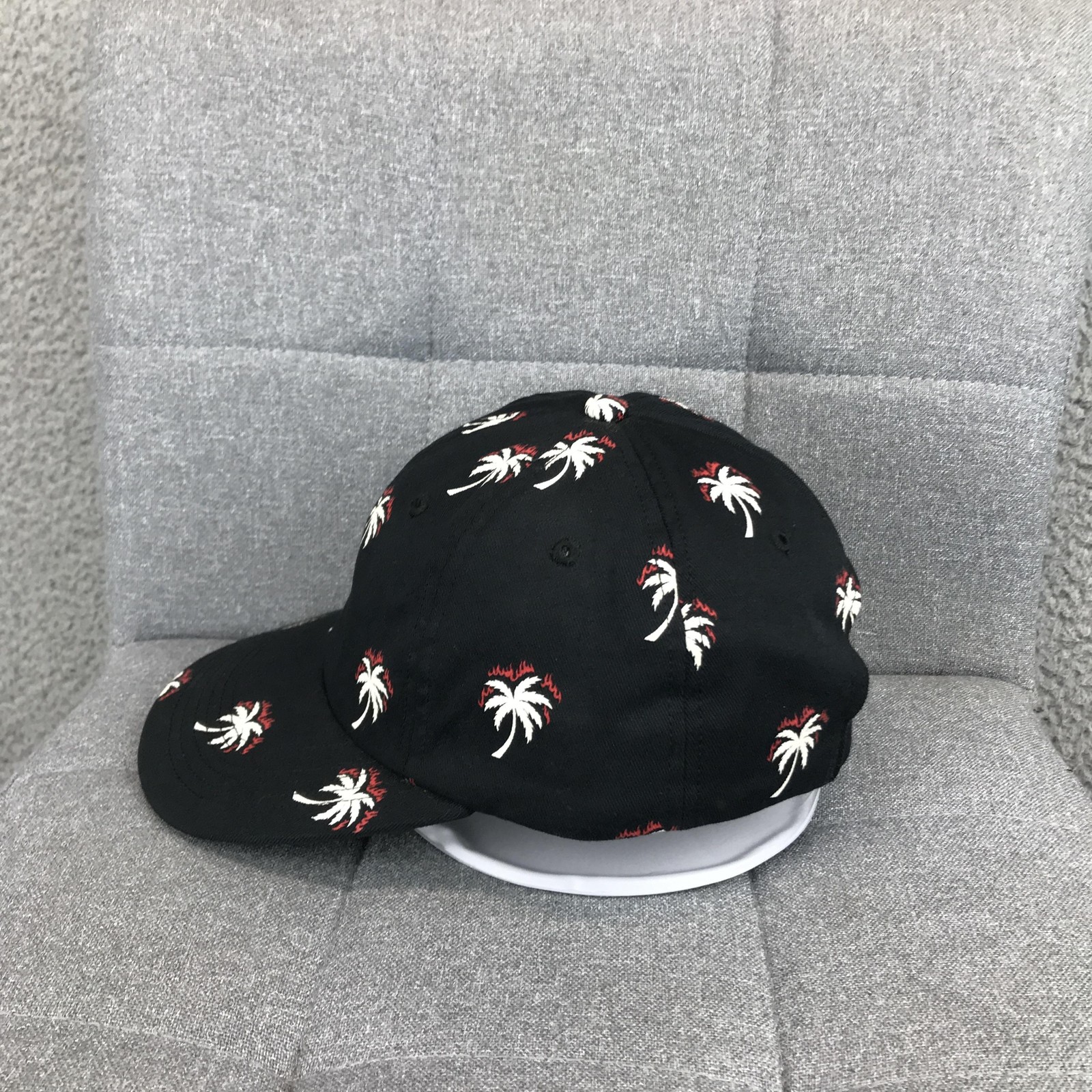 Palm Tree Embroidered Hat Cap Strap Back One Size Black Mens Tropical Beach