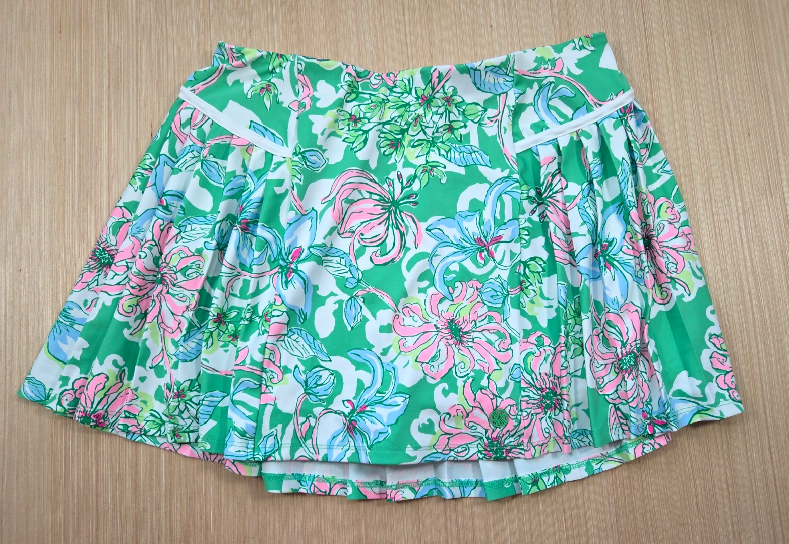 Lilly Pulitzer Luxletic Bacio Skort Green Spearmint Blossom Pleated Tennis Sz M
