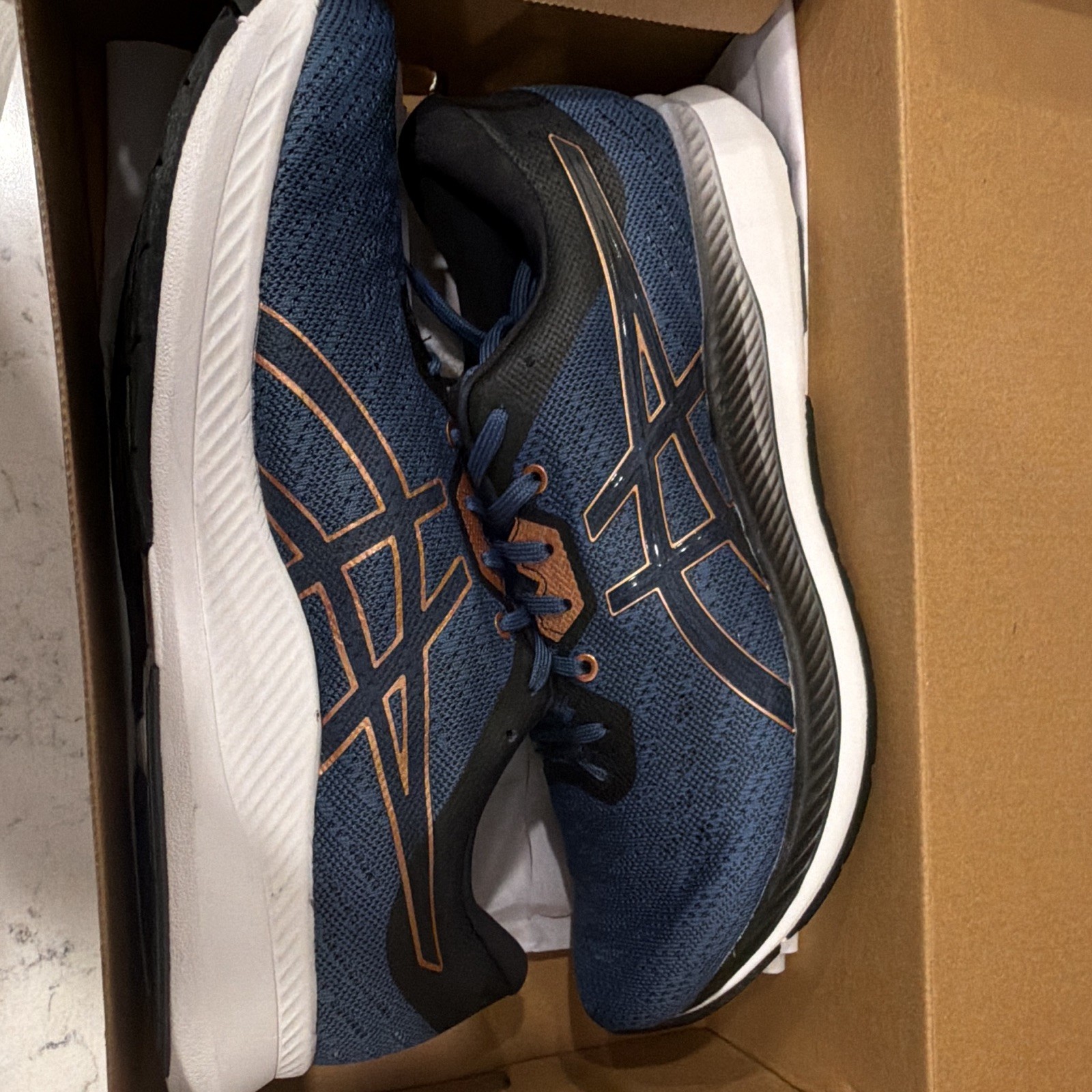 ASICS Men’s Athletic Ezeride Low Top Lace-Up Sneakers Blue/Bronze 1011B788-400