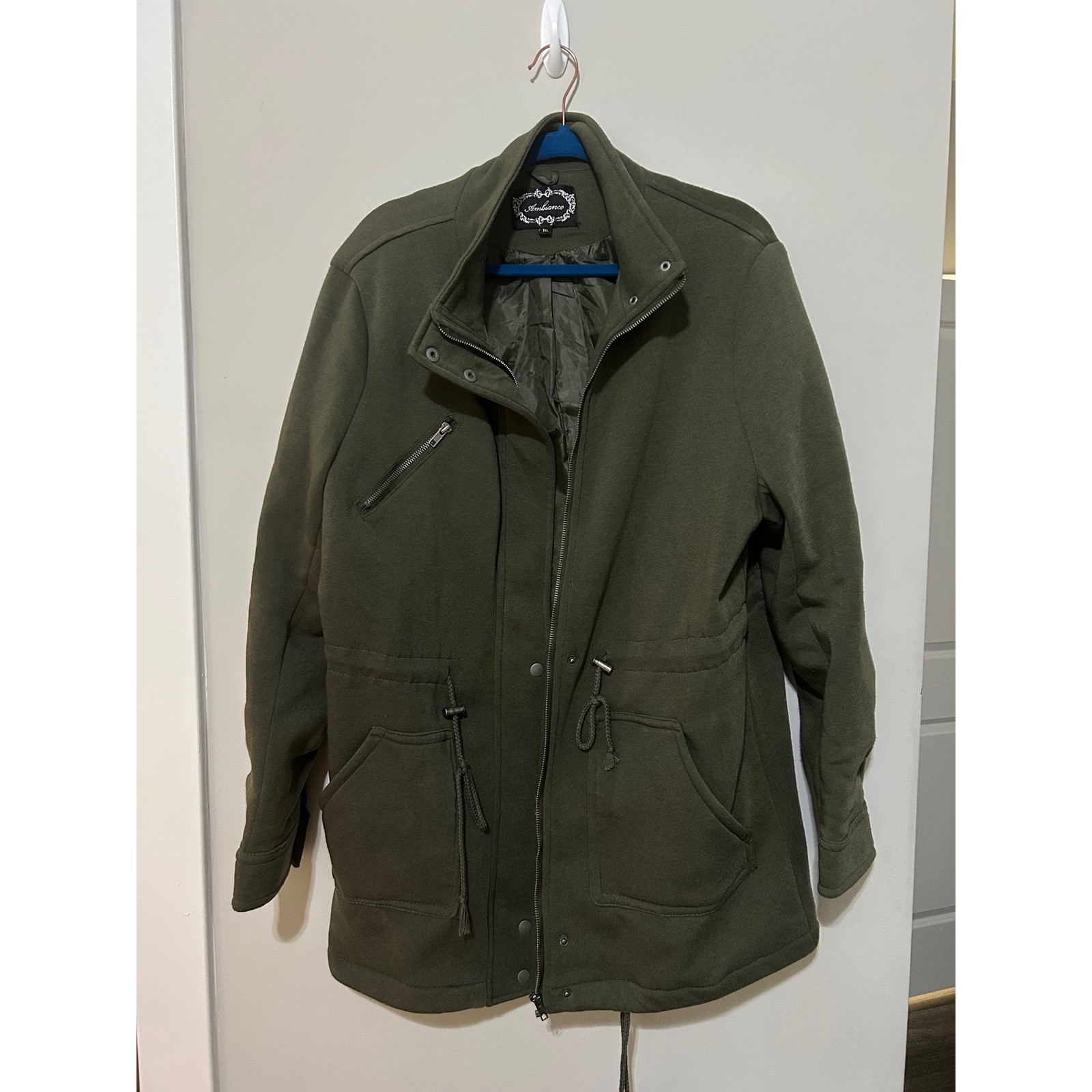 Ambiance Olive Green Anorak Military Style Jacket Womens 1XL Drawstring