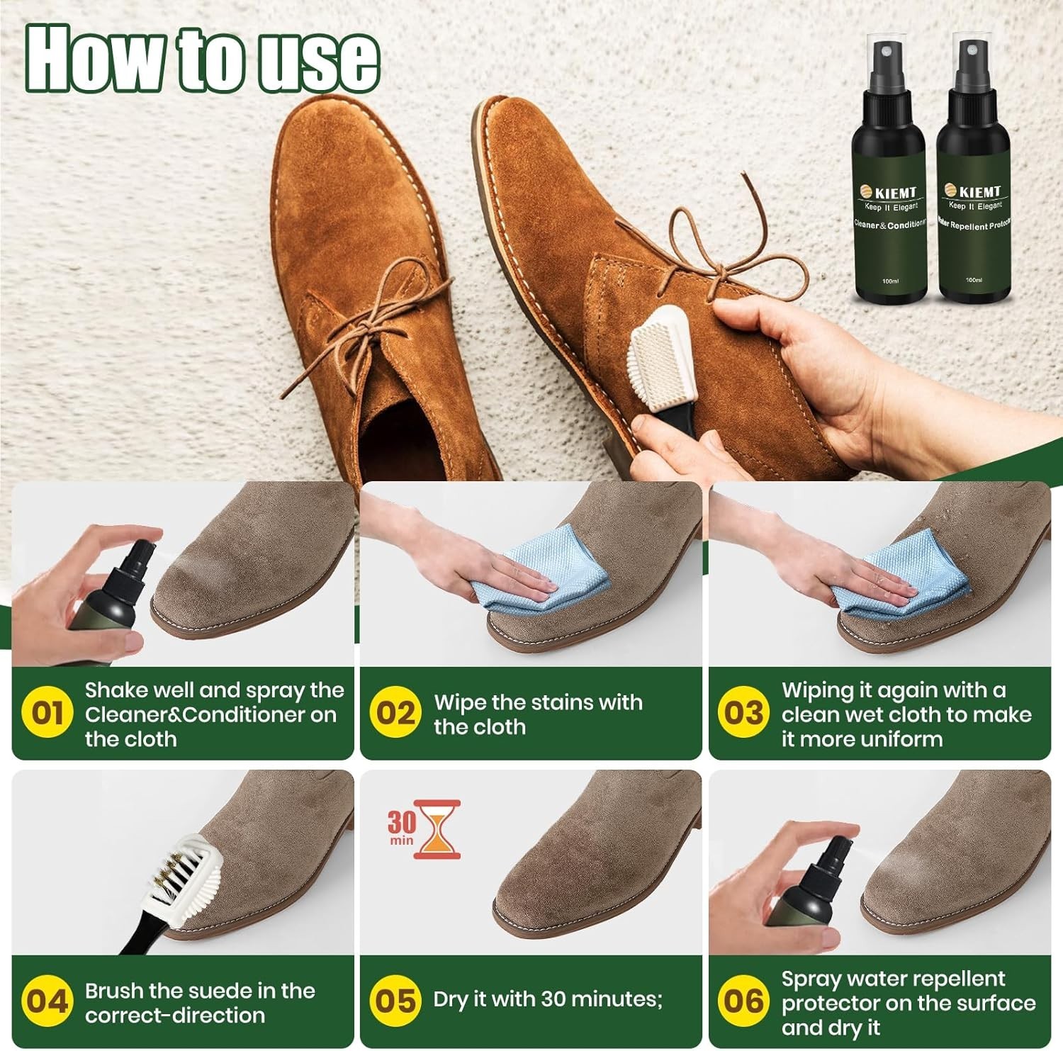 Leather & Suede Care Kit Leather Cleaner Conditioner Protector