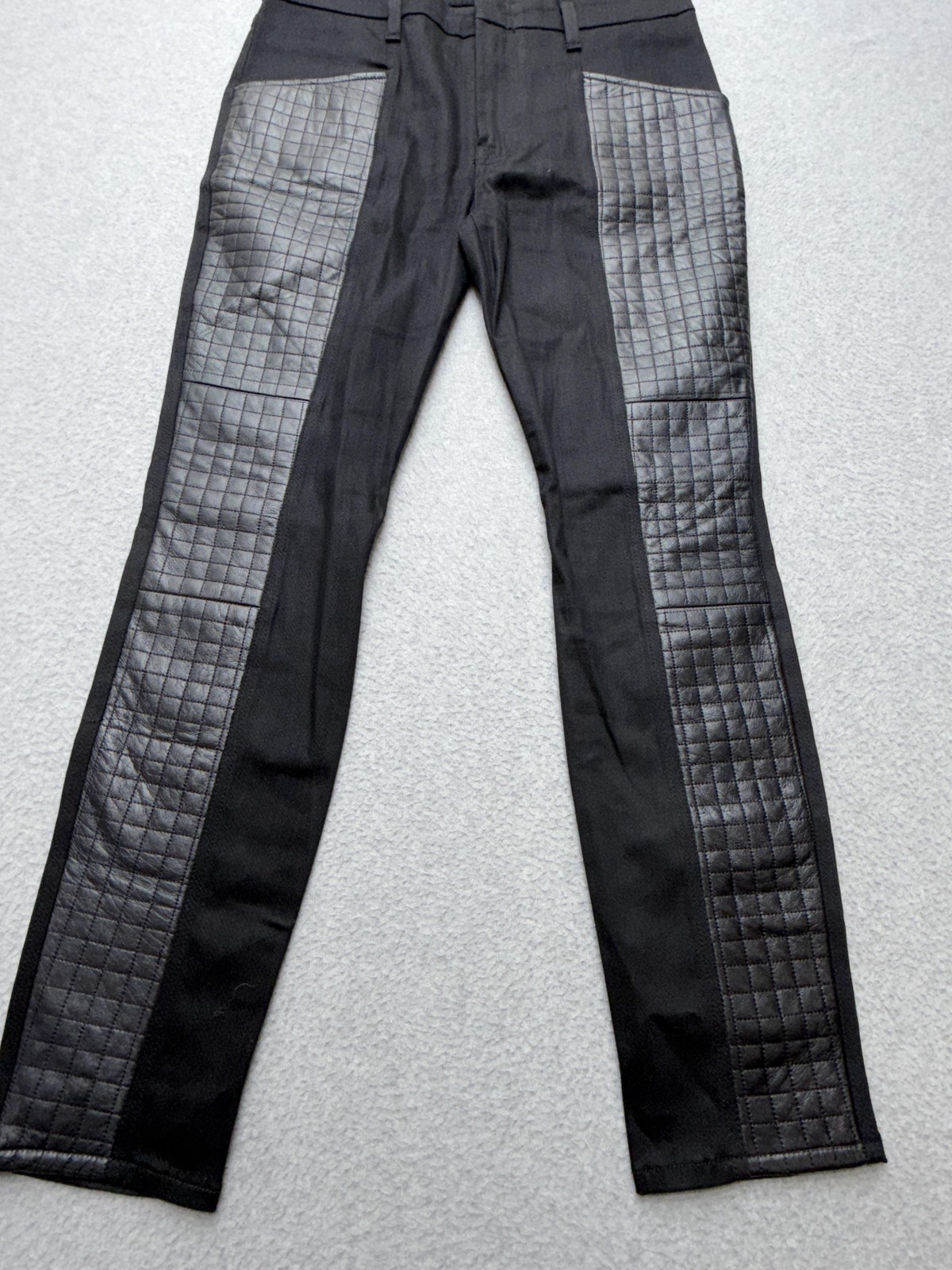 7 For All Mankind Jeans Mens 31×29 Black Skinny Moto Quilted Leather Denim