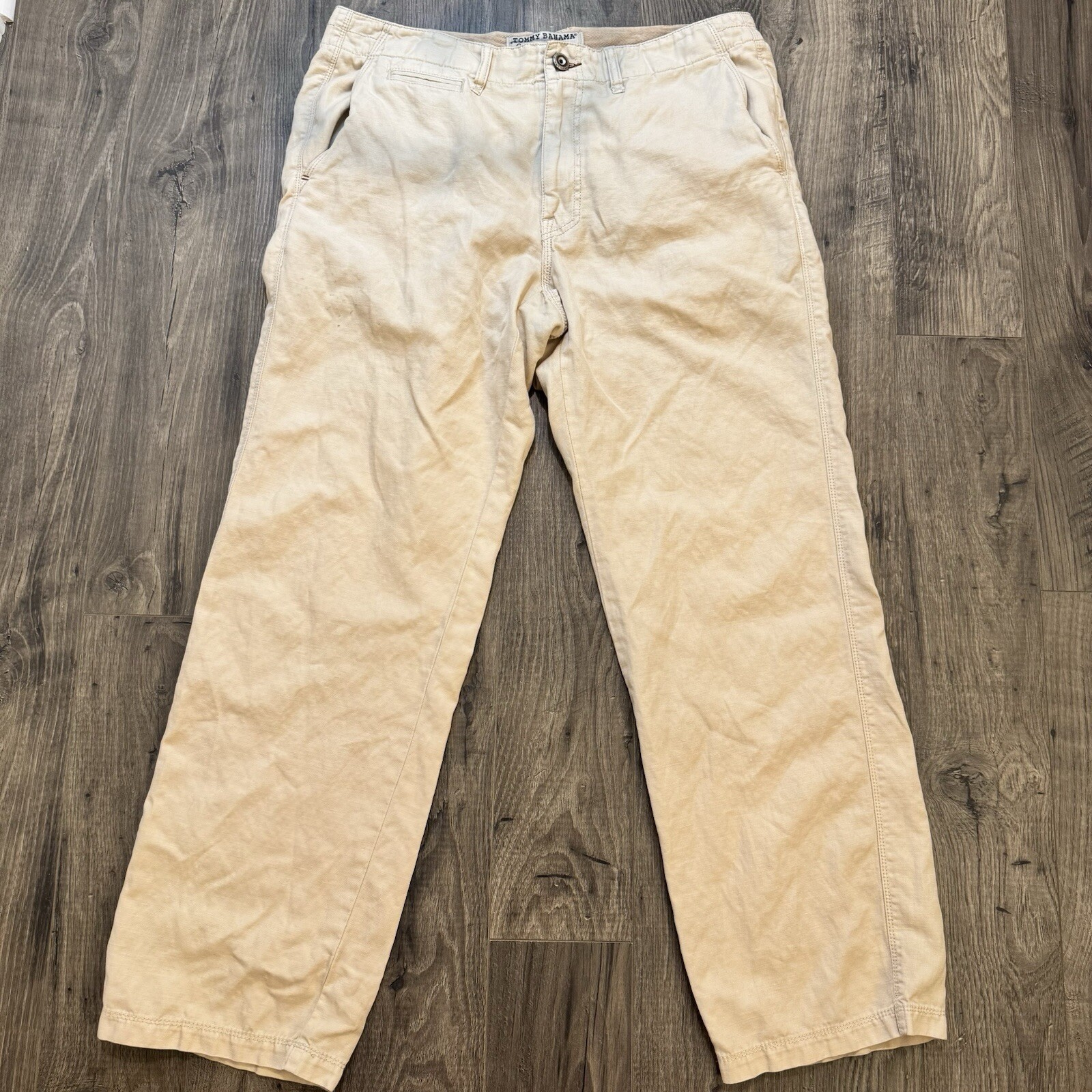 Tommy Bahama Jeans Pants Men’s 36/32 Beige 52% Cotton 48% Linen Rn 86549