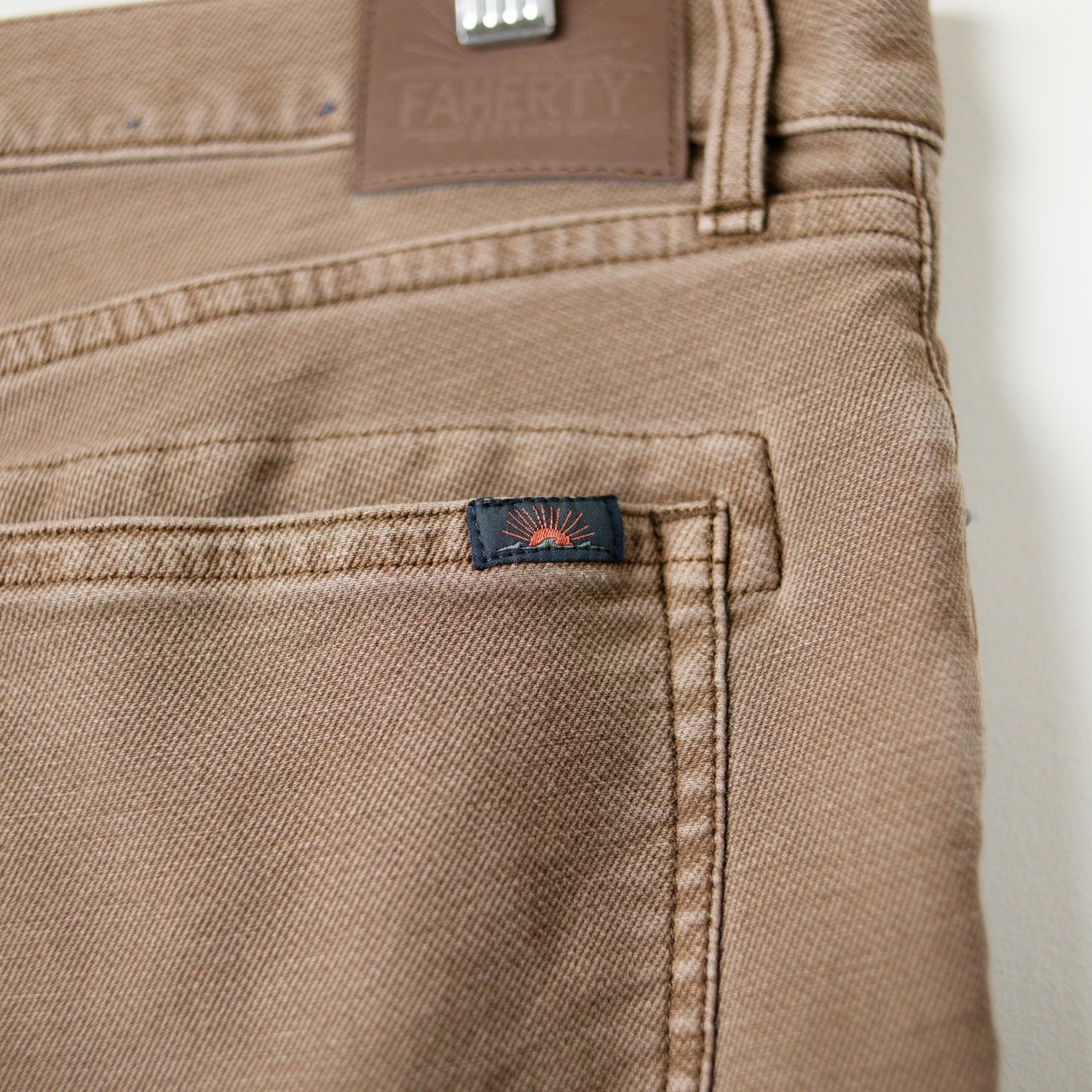 Faherty Stretch Terry 5-Pocket Pant Mens 34×30 Chocolate Brown Zipper Fly