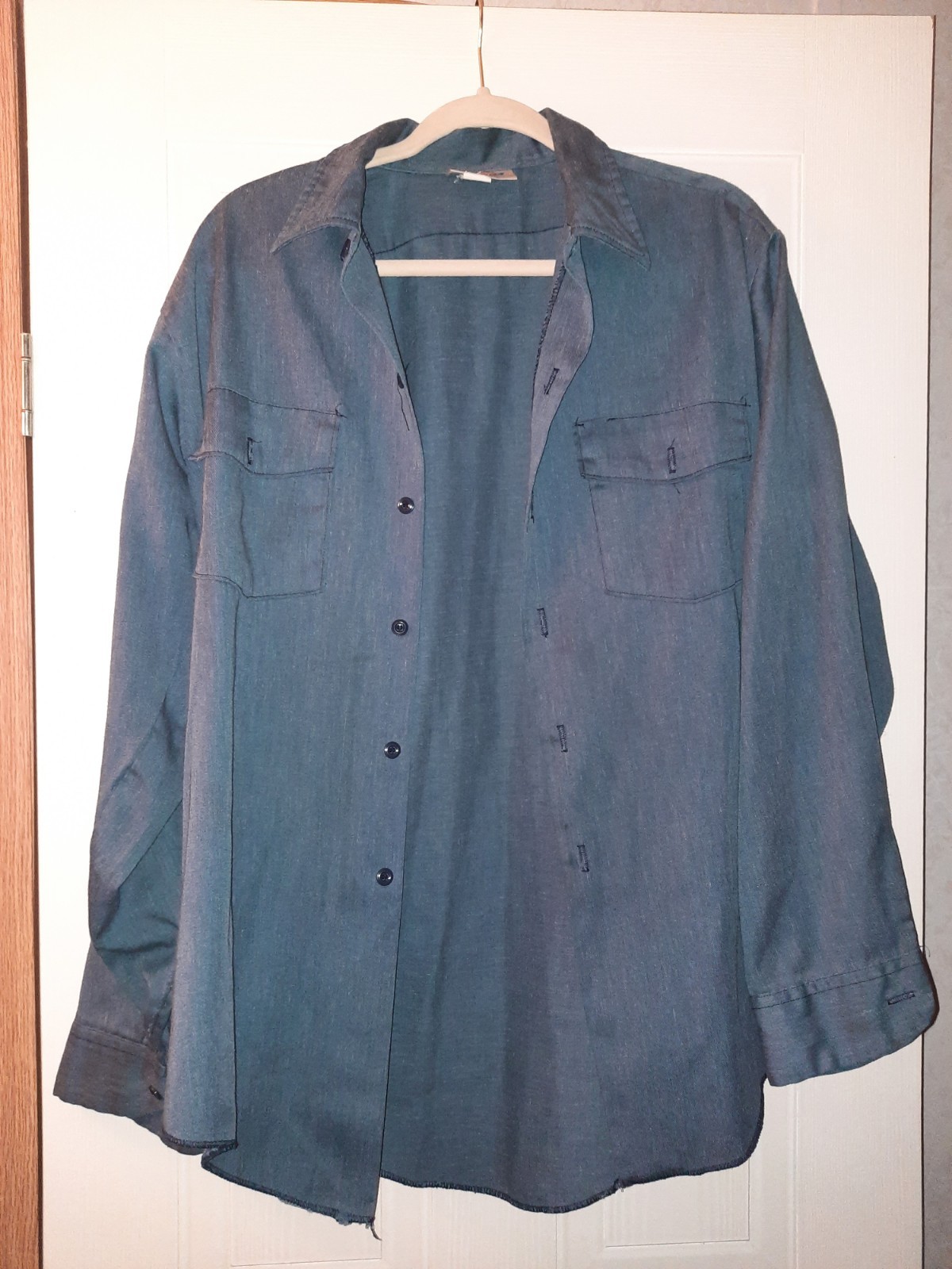 Dickies Long Sleeve Utility Work Shirt Pockets Gray Men Size 16-16 1/2X35
