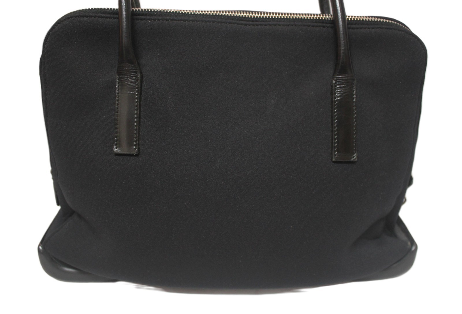 PRADA Milano Black Neoprene Hand Bag Shoulder Tote Bag Padlock System Italy