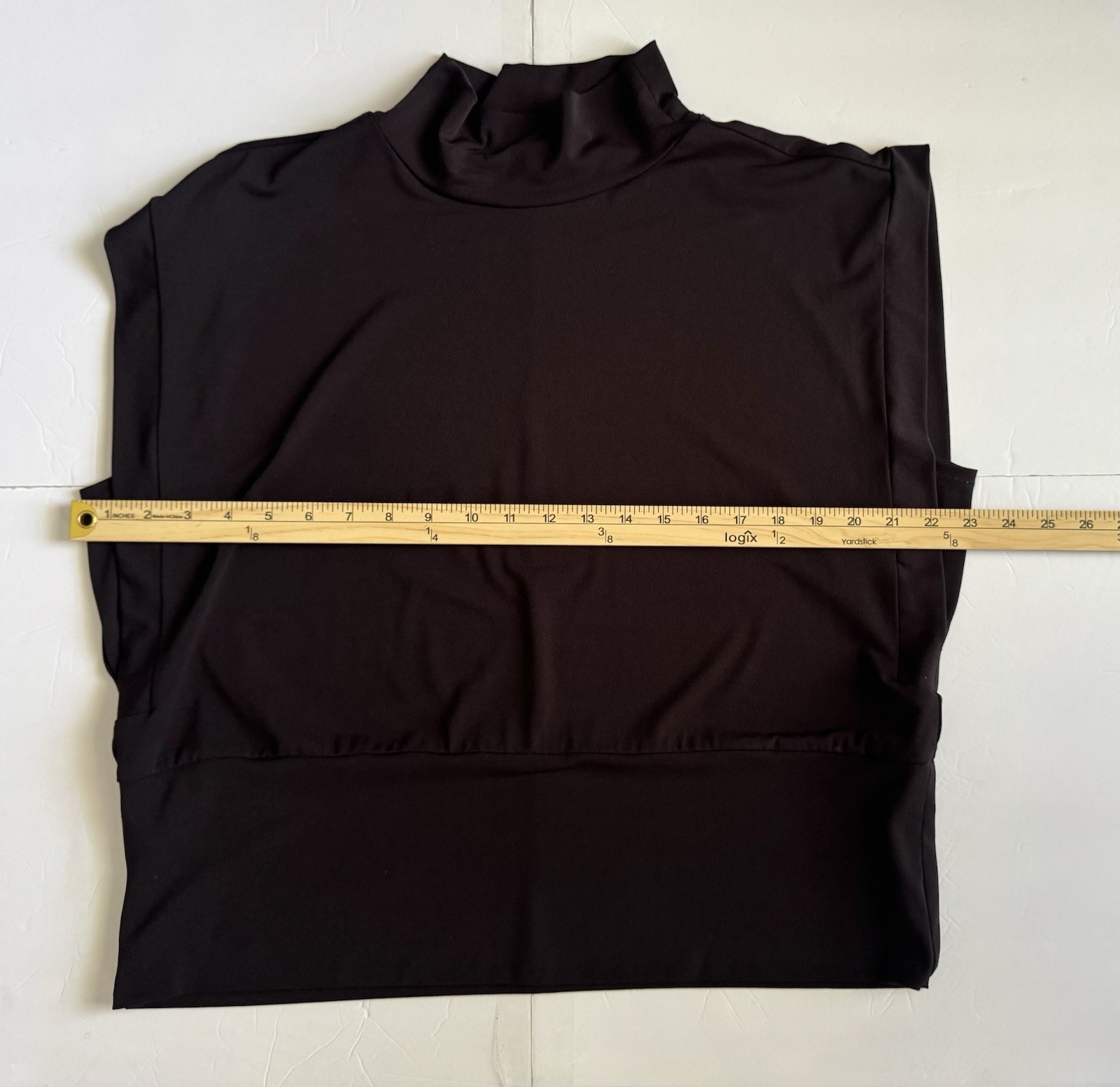 Single Thread XL Black Mock Neck Dolman Top Banded Hem Stretch Sleeveles