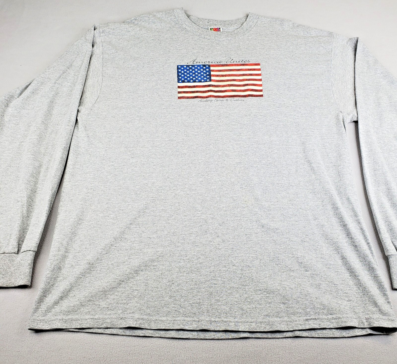 Academy Sports Long Sleeve Shirt Mens XXL 2XL Heathered Gray Flag America Unites