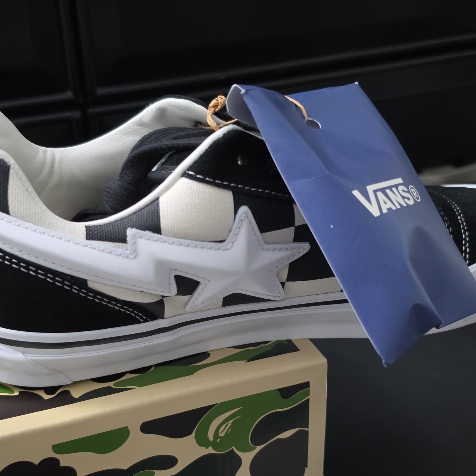VANS Knu Skool LX x BAPE Black/White Camo Low Top Lace-Up Sneakers VN000Z3929B