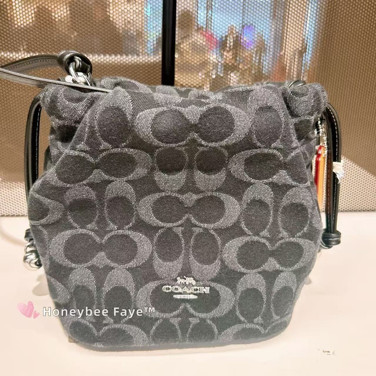 NWT Coach Faye Mini Drawstring Bag In Signature Denim CCZ45/CDE32