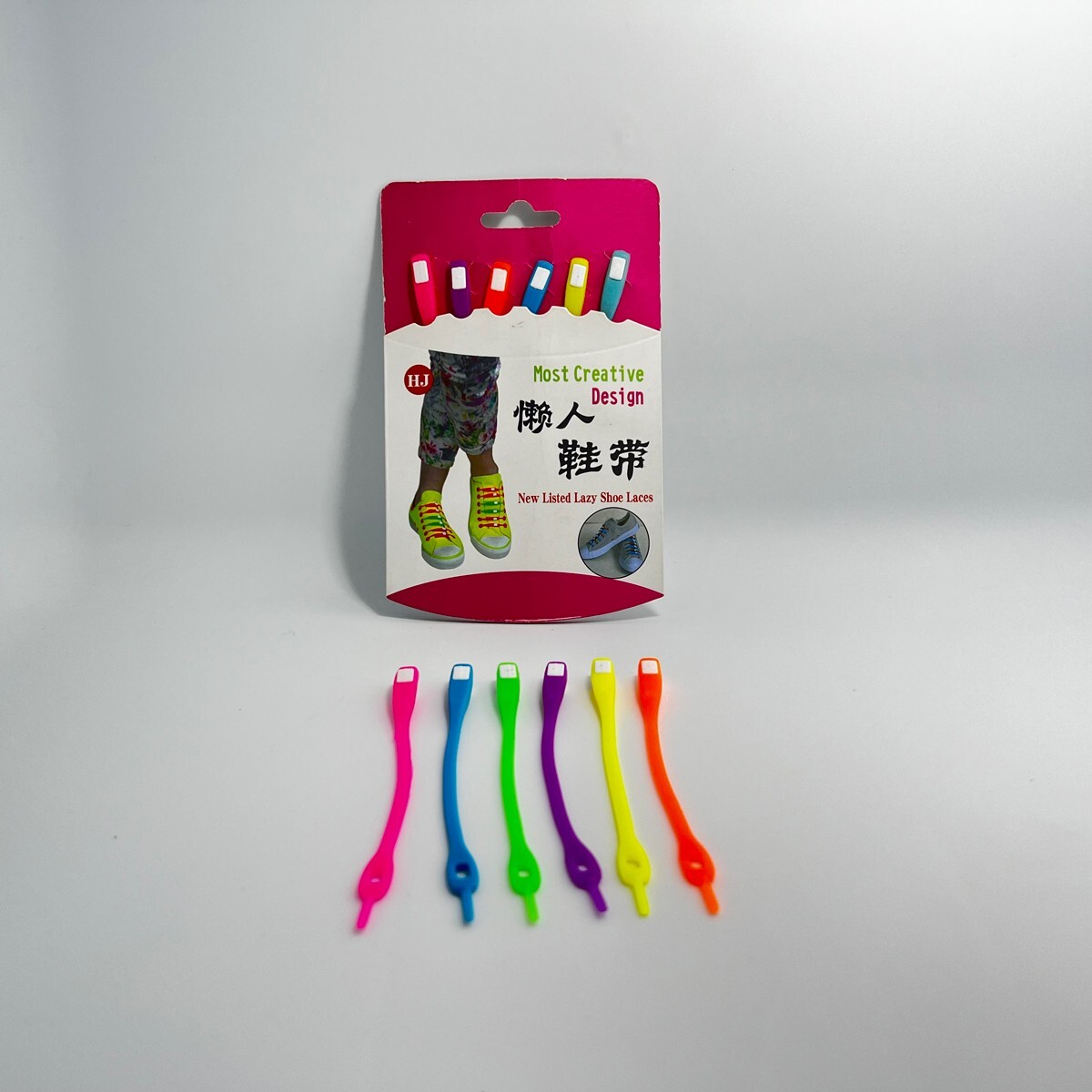 2X cards Elastic Silicone Shoe Laces Lazy No Tie Shoelaces for Child Kid, 6/card