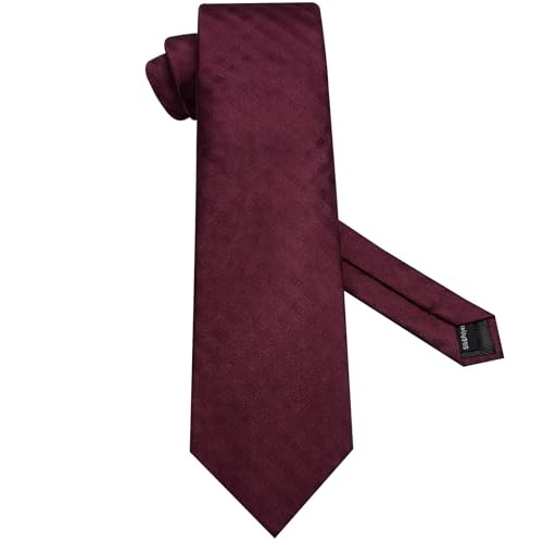 70 inches Ties for Men Silk Extra Long Necktie and Pocket Square Wine Red