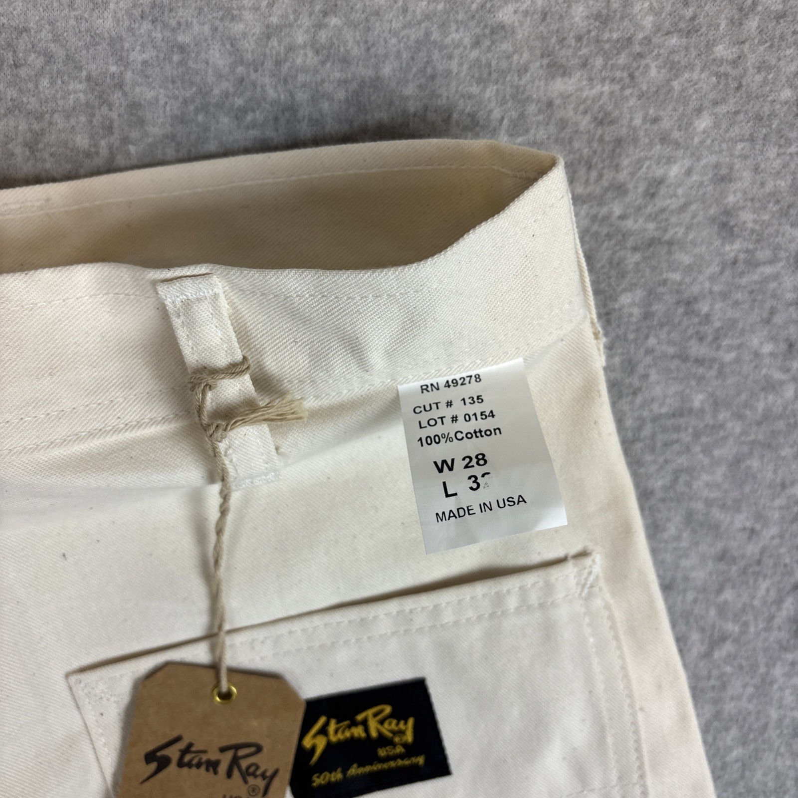 VTG NEW Stan Ray 50th Anniversary Carpenter Ivory Pants Painter USA Mens 28×32