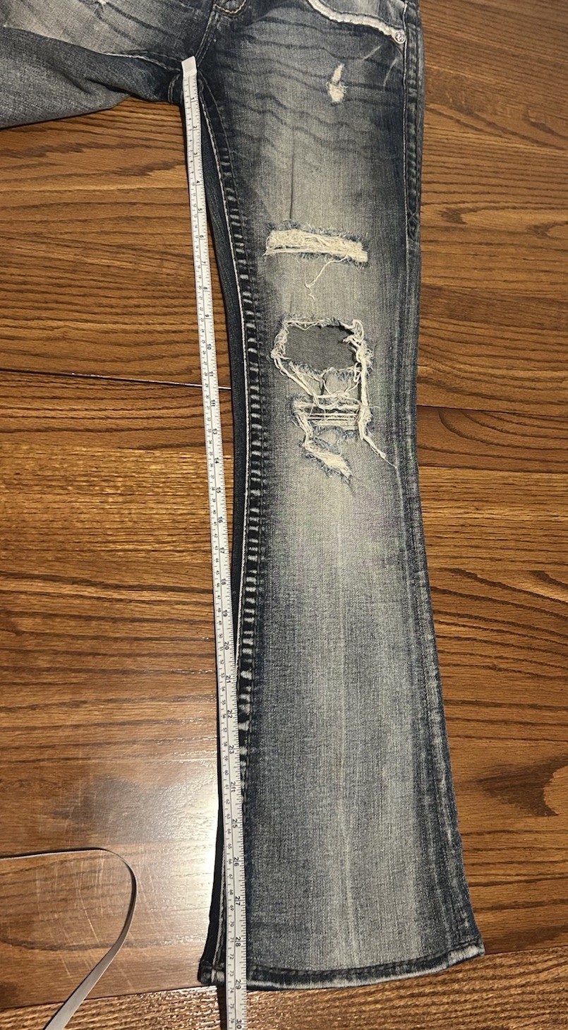 Rock Revival Embellished Distressed “Betty” Bootcut Jeans Size 25×29