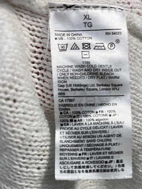 Gap White Lightweight Open Weave Pullover Hoodie Sweater Spring Summer XL EUC