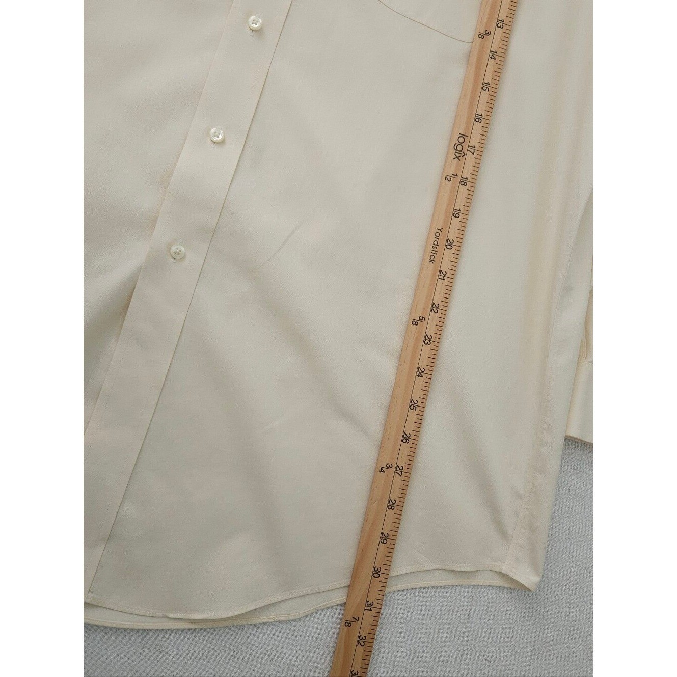 Brooks Brothers Mens 16.5 32/33 Cream Non-Iron Dress Shirt Button Down Cotton
