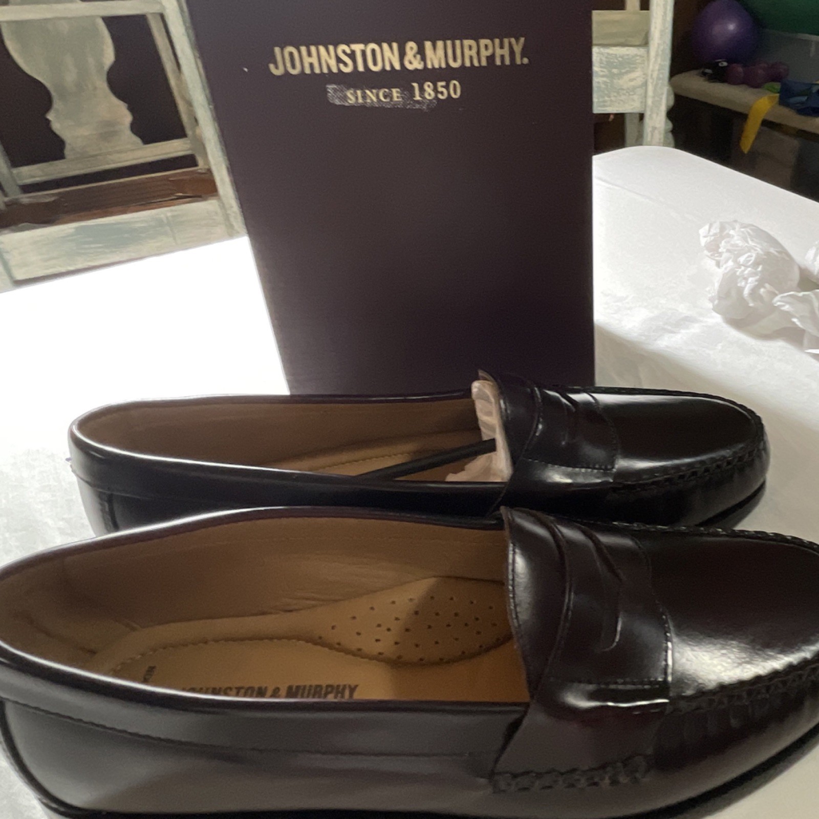 Johnston & Murphy Hayes Penny Men’s Burgundy Leather Loafers 10.5W 15-1093