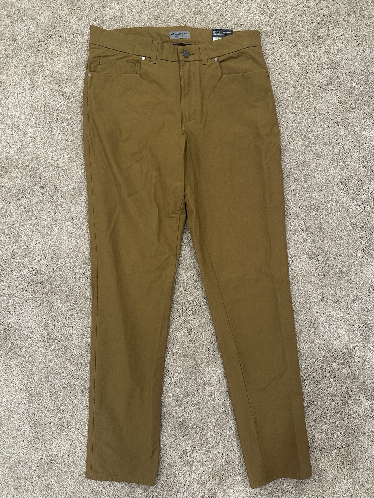 VRST Limitless Canvas 5 Pocket Pants 33×32 Slim Fit Stretch Tan Beige Khaki New