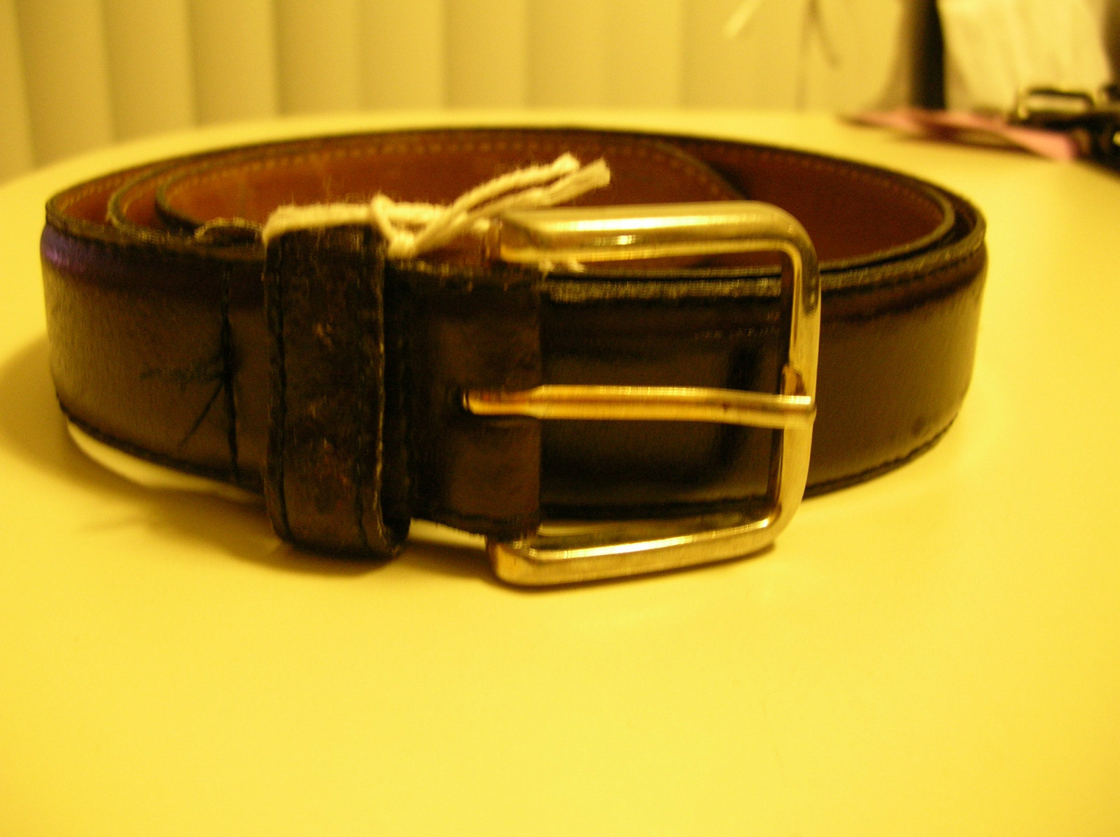 Brown black Italian split cowhide leather belt USA made 37 38 39 40 41 vtg as is