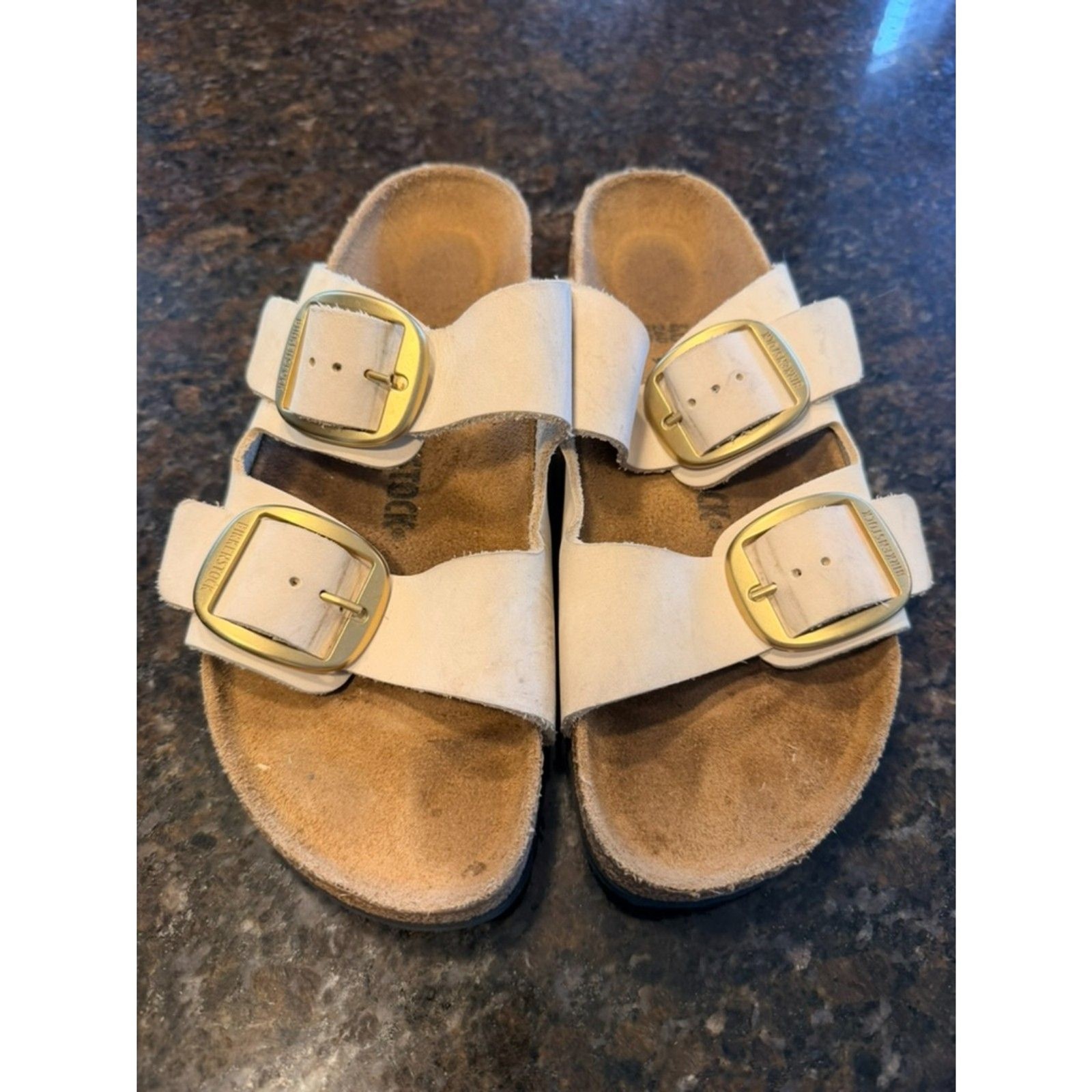 irkenstock Arizona Big Buckle Sandals – Cream Nubuck Leather – EU40N (L9/M7) EUC