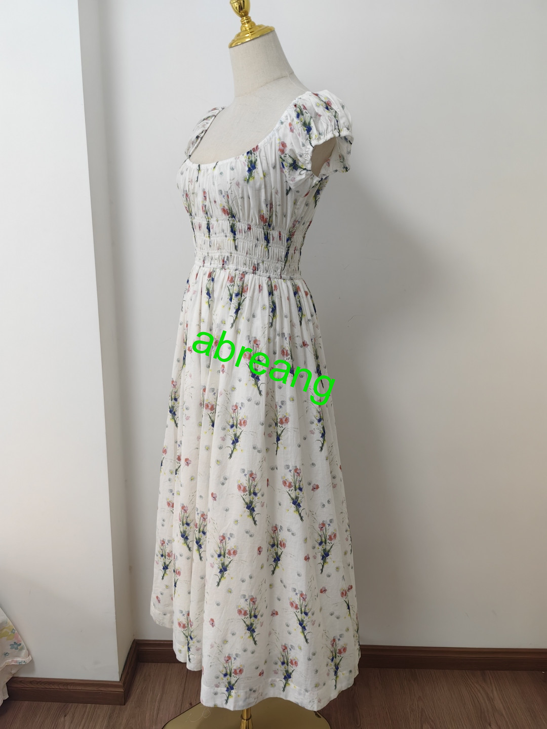 Doen Organic Cotton Short Sleeve Floral Printed Midi Dress for Women 2025 XS SML