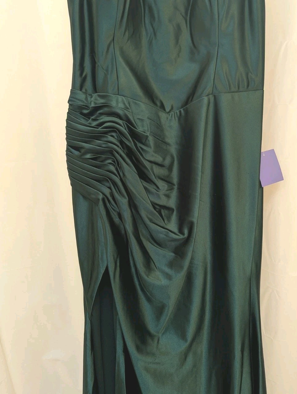 Prom Dress Ladivine by Cinderella Divine Maxi Emerald Green Satin NWT 2XL