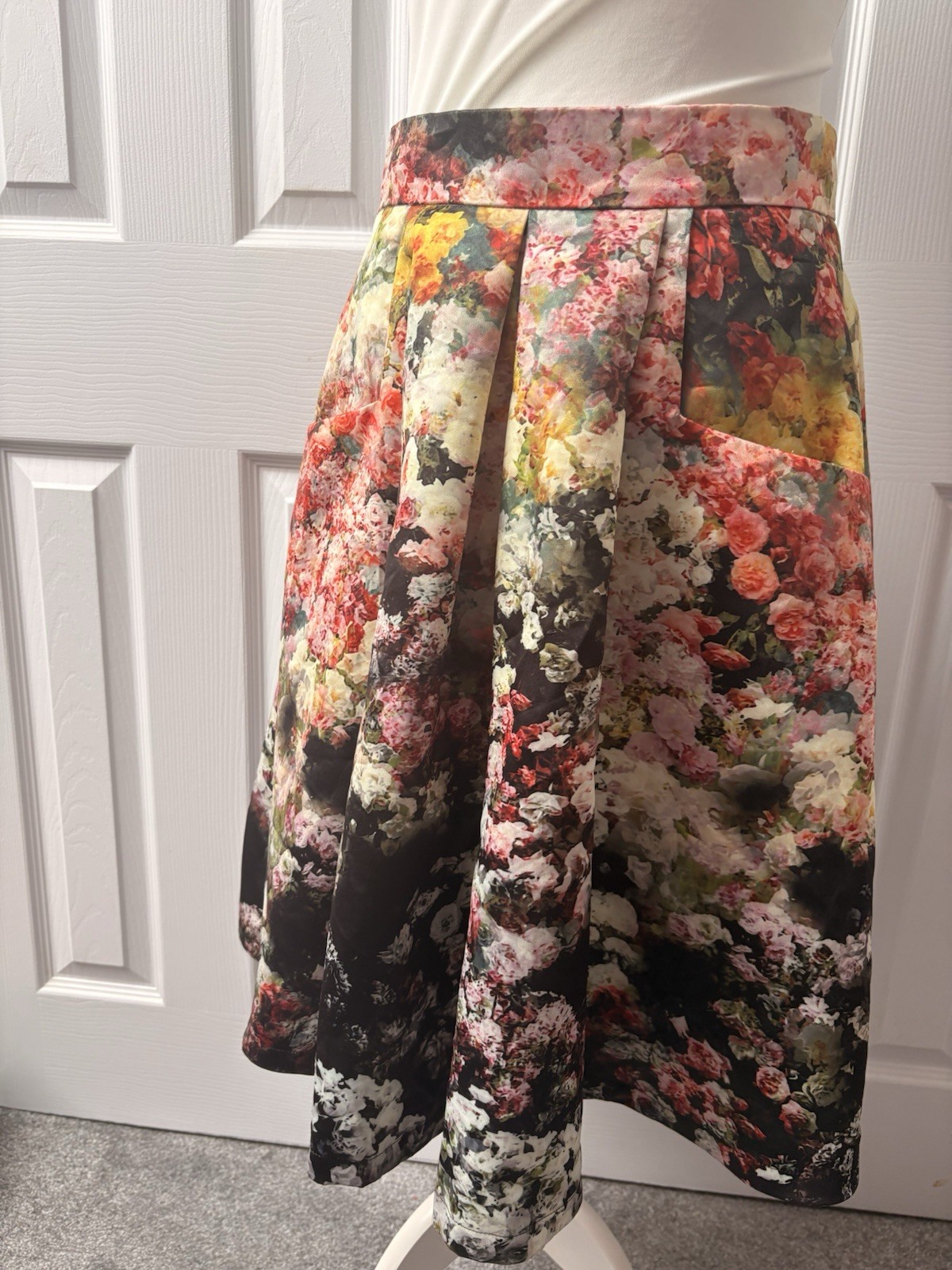 Jolie Moi 12 Floral Print High Waist Skirt Pockets Fit Flare Wedding Guest Event