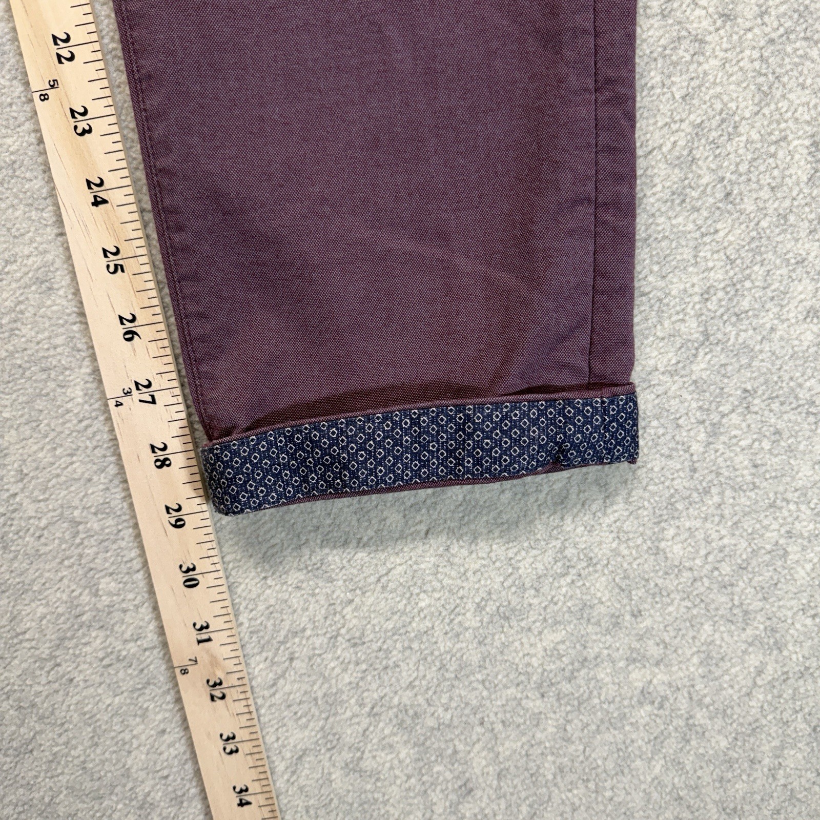 Ted Baker London Mens Chino Pants 30R Purple Slim Fit Cotton Stretch