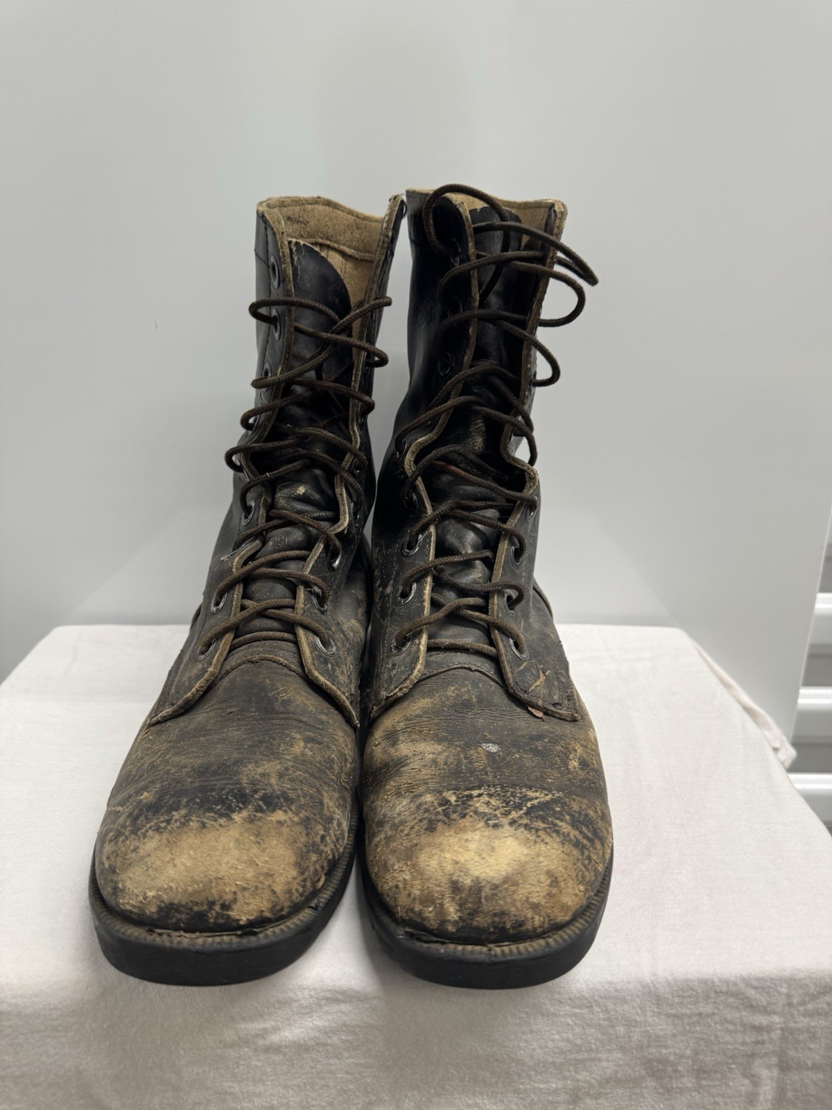 Vintage Military Boots Size 8.5 USA Black Leather Lace Up Military Combat