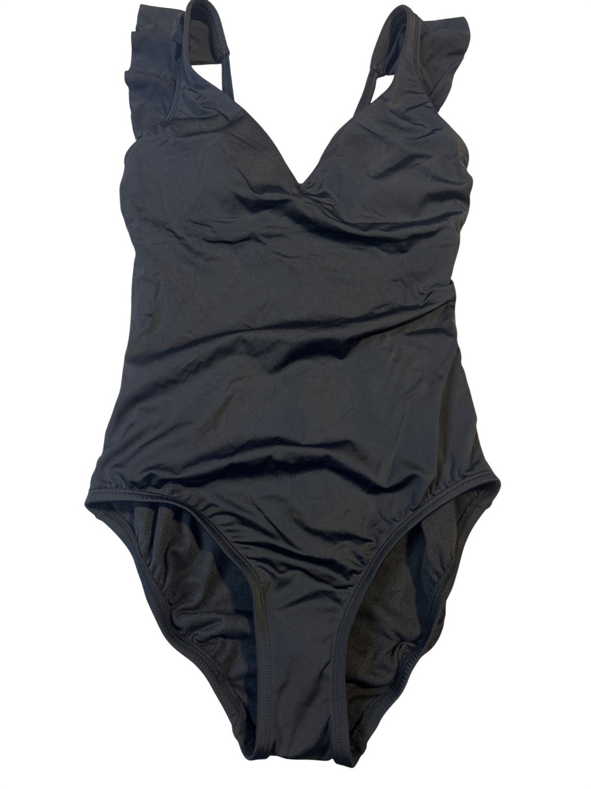 Time And Tru Womens Size Small (4-6) Black One-Piece Swimsuit Adjustable Staps