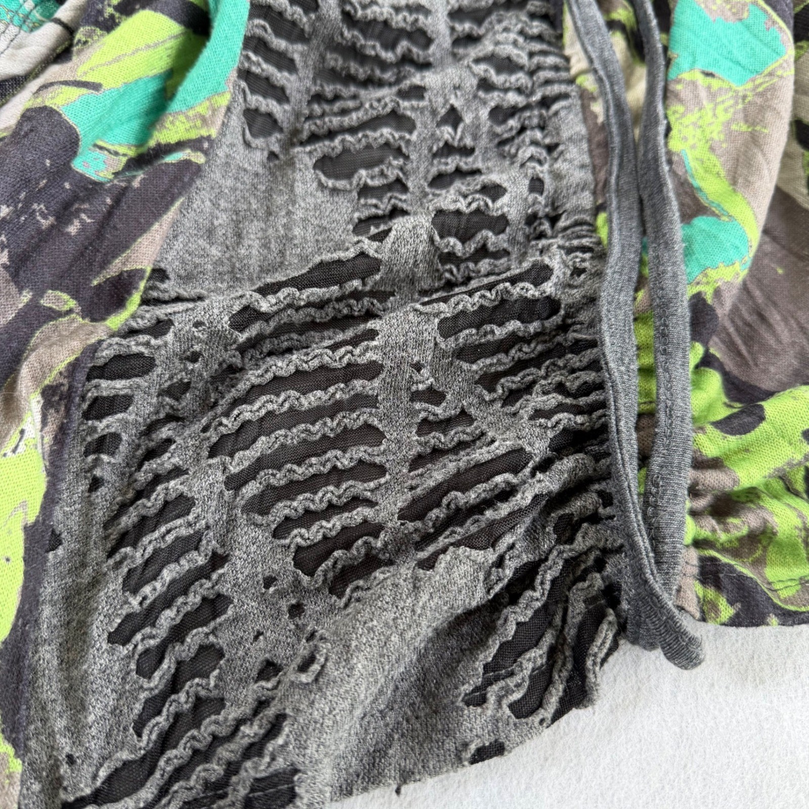 Cativa Womens Abstract Graphic Cowl Neck Top Wearable Art Mixed Media Size L