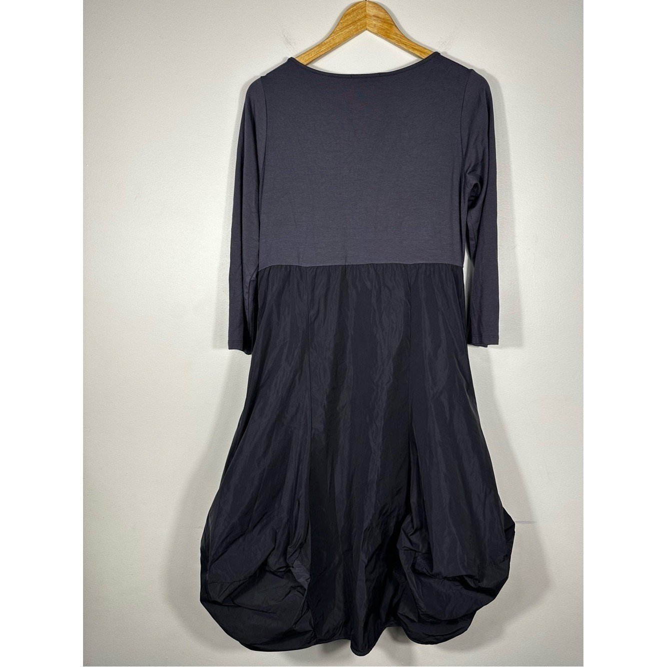Sun Kim Black Cocoon Lagenlook Pockets Dress USA Made Size M