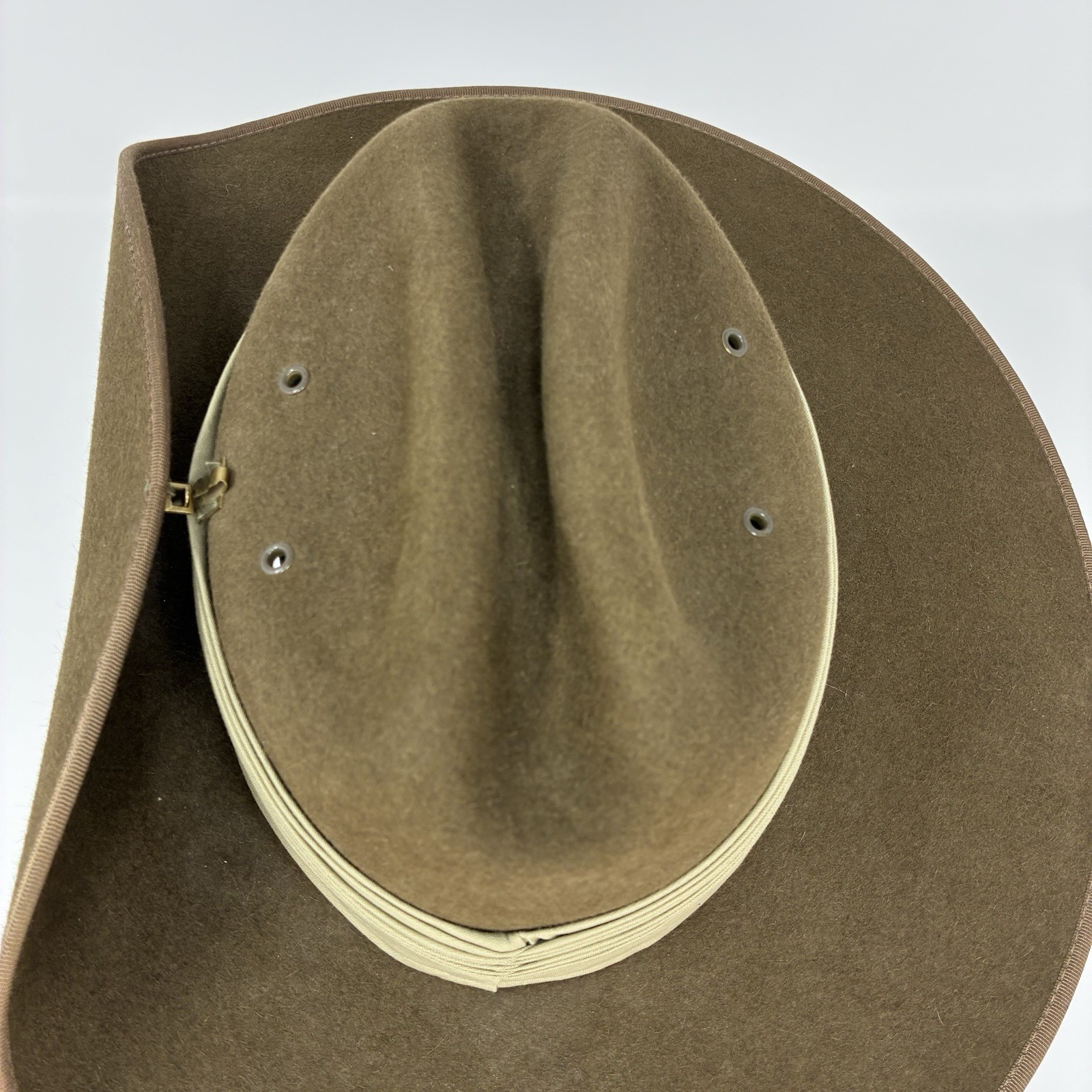 VTG Australian Army Slouch Hat 54 Khaki Fur Felt 6 3/4 Mountcastle S/XS EUC