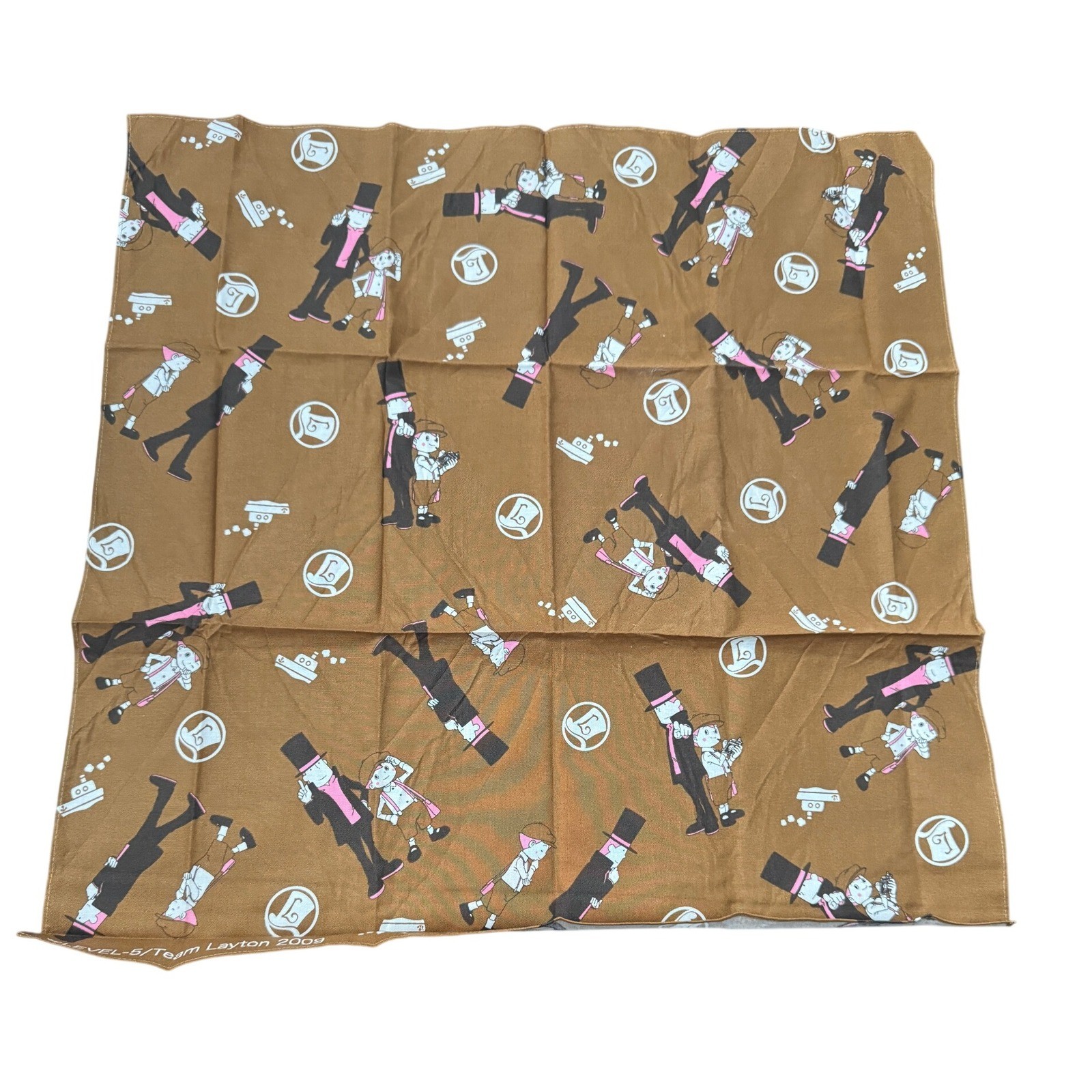 Professor Layton 2009 Brown Cartoon Character Print Bandana Scarf Accessory