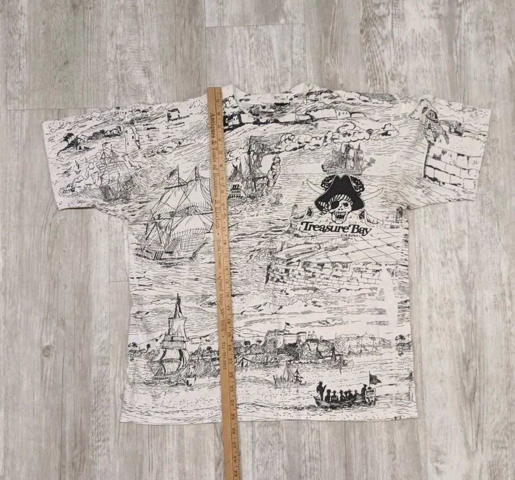 Vintage Treasure Bay Casino AOP All Over Print Biloxi Mississippi T-shirt Sz L