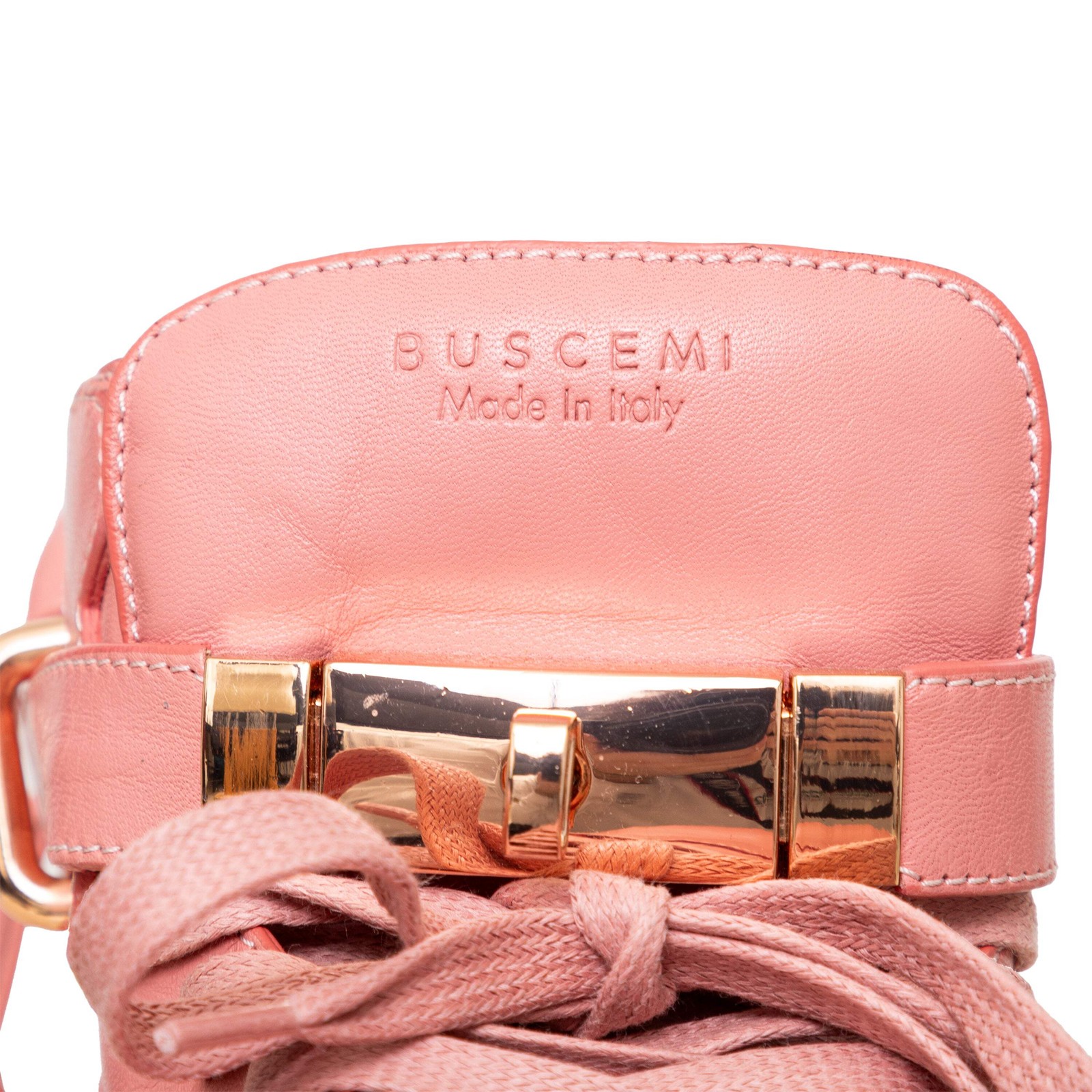 Buscemi 100MM Pink Nappa Leather High Top Sneakers Rose Gold Padlock